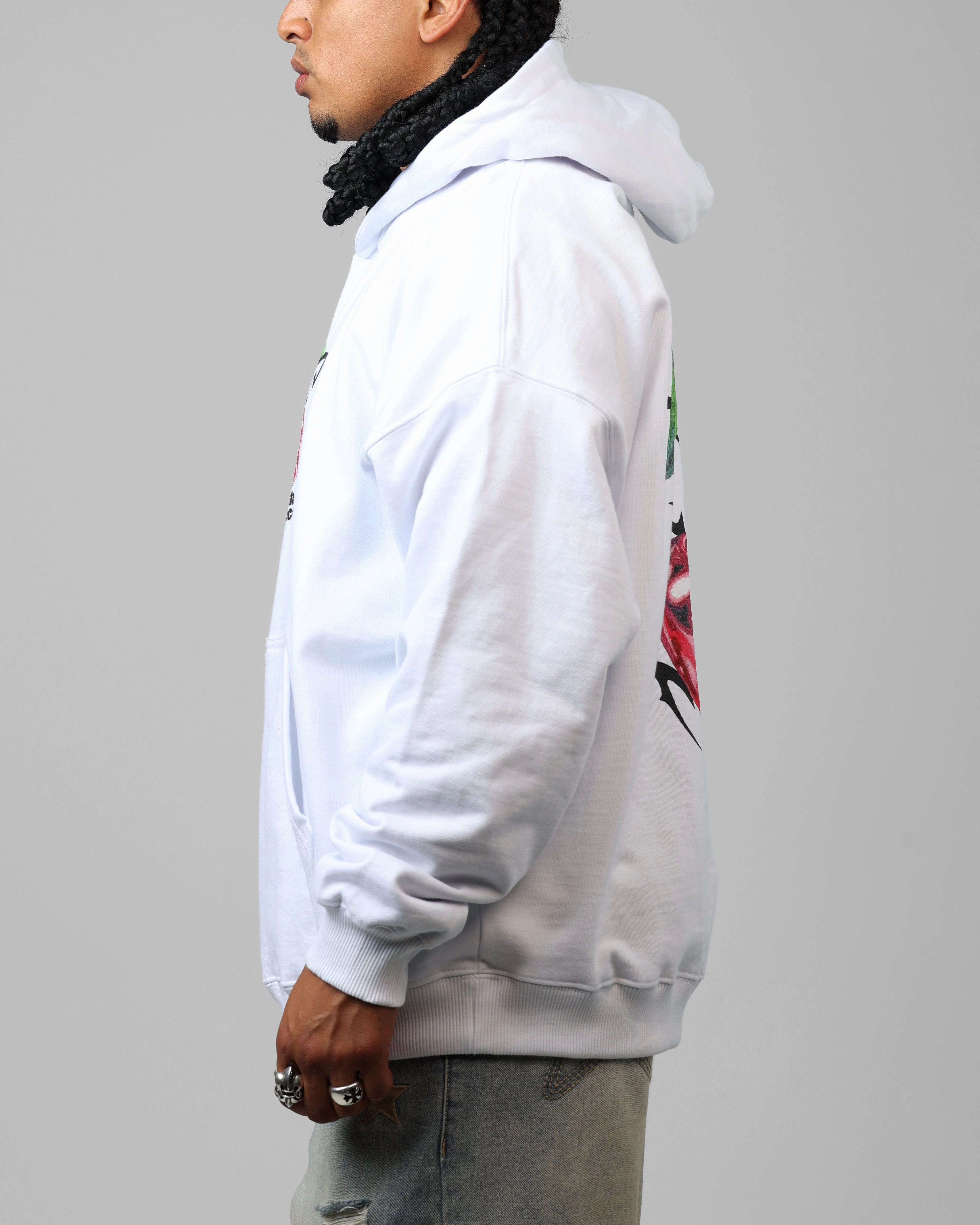 Casual Smart young people Loiter Cherry Pick Hoodie White