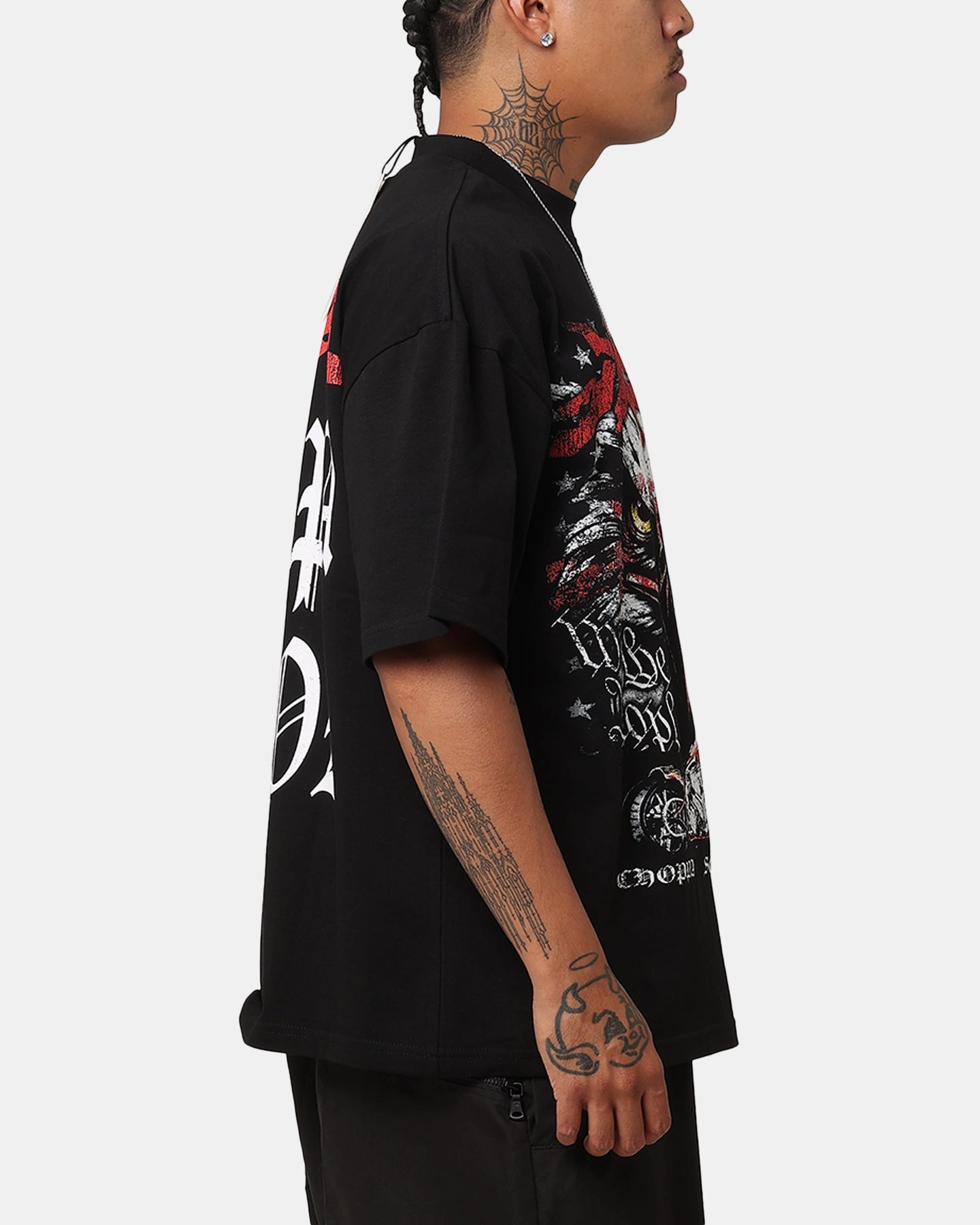 Effortless Daywear Simple Wear Loiter Choppa Season Vintage T-Shirt Black