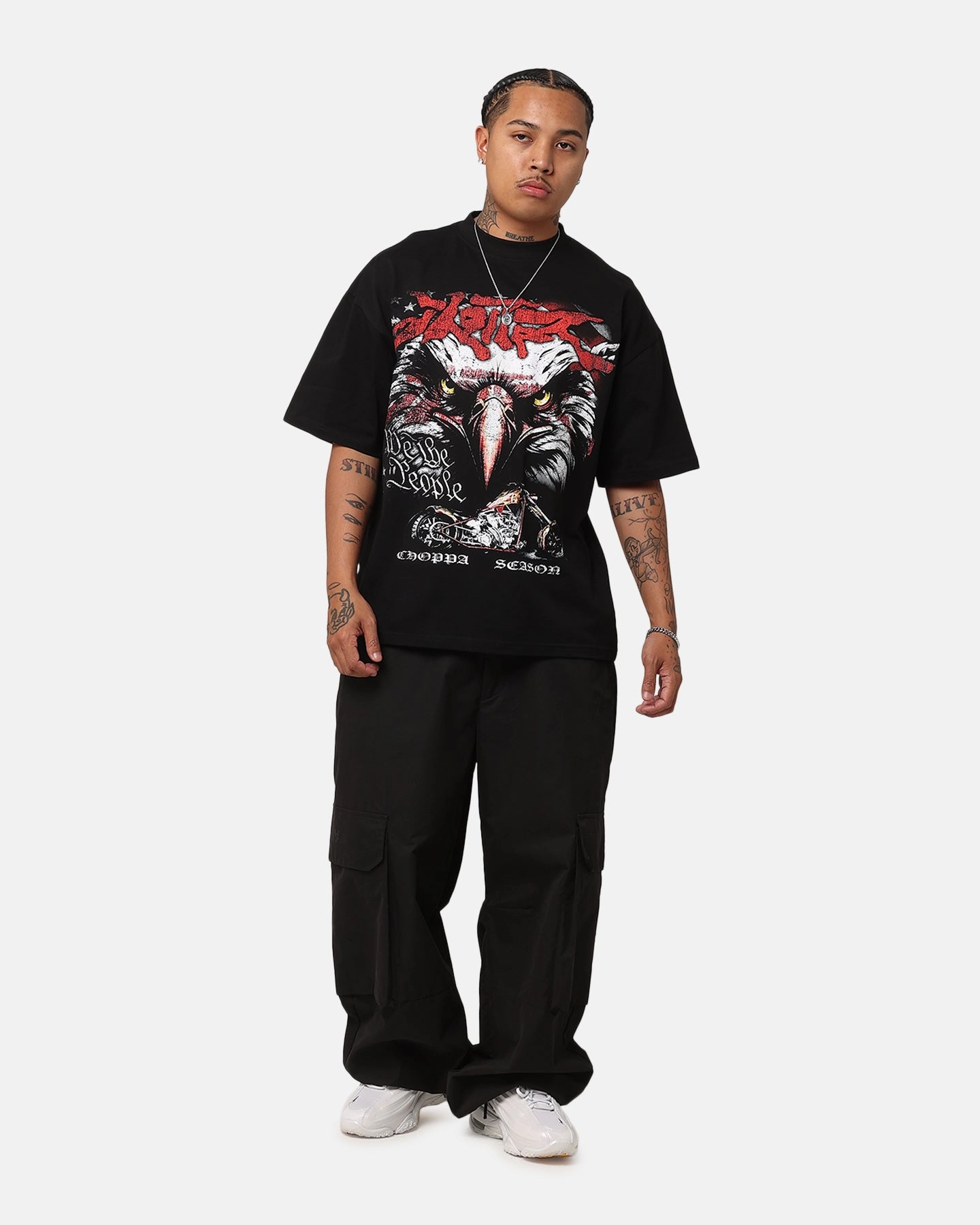Loiter Choppa Season Vintage T-Shirt Black Compact Stitch Pattern