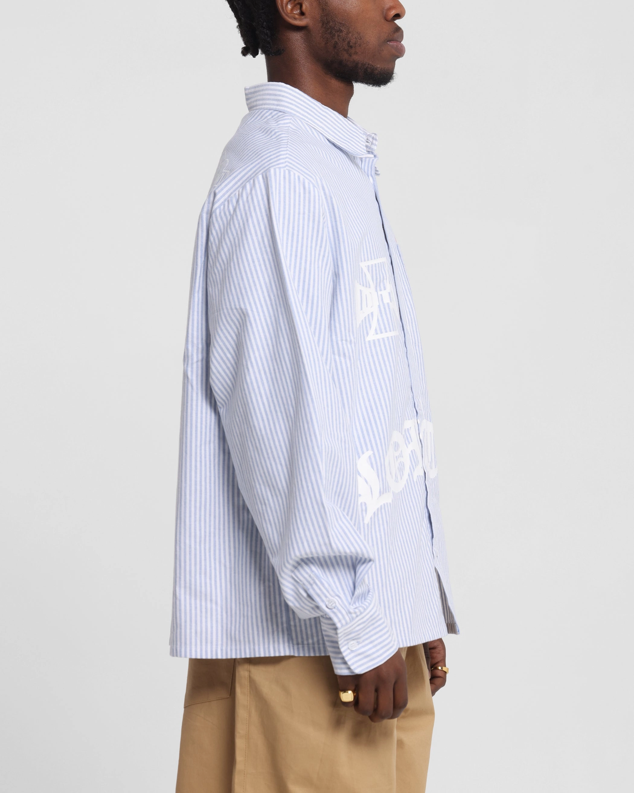 Loiter Chopper Long Sleeve Shirt Blue/White Easy Care