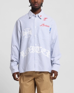 mix and match Polished Finish Loiter Chopper Long Sleeve Shirt Blue/White