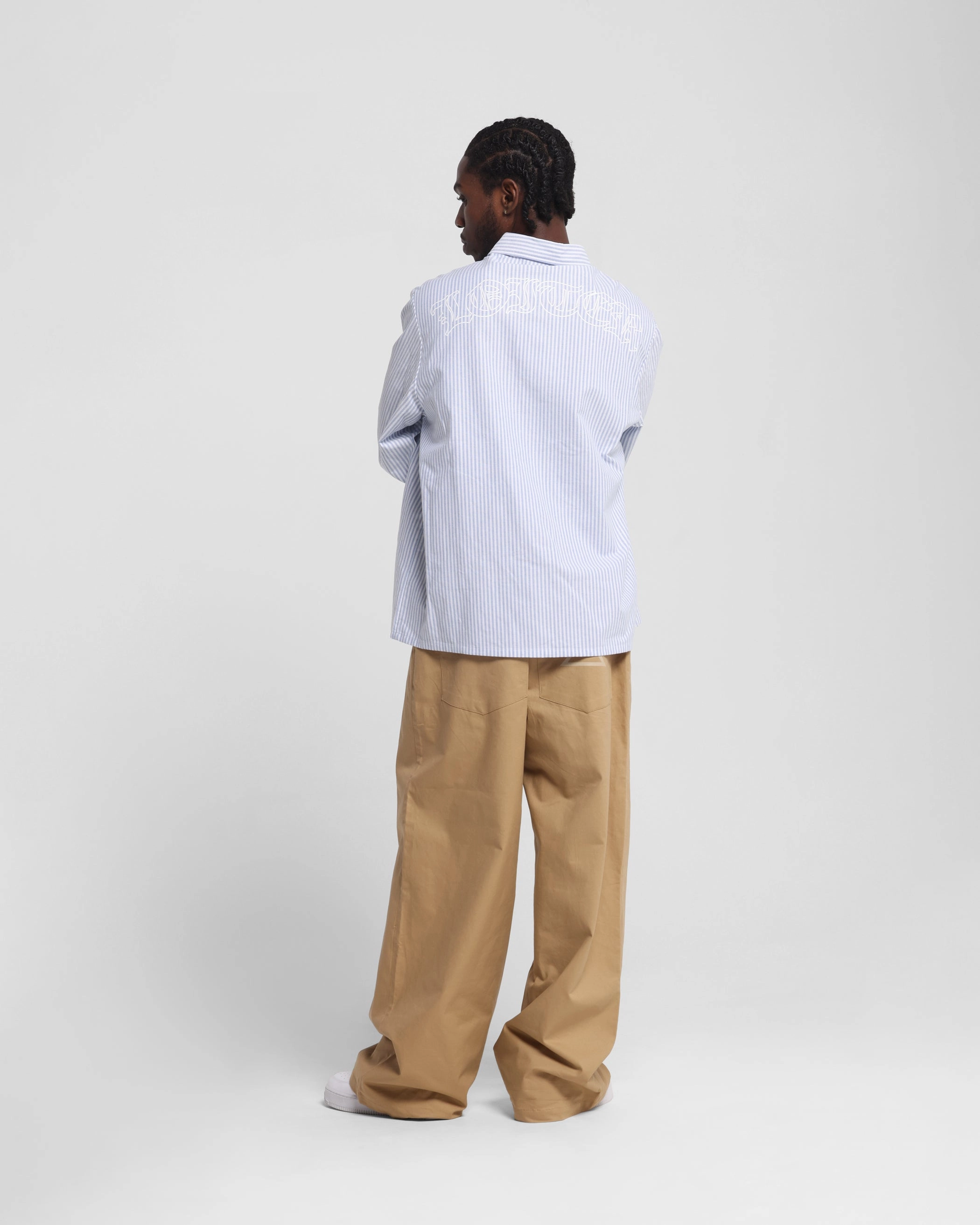 Non-irritating Loiter Chopper Long Sleeve Shirt Blue/White
