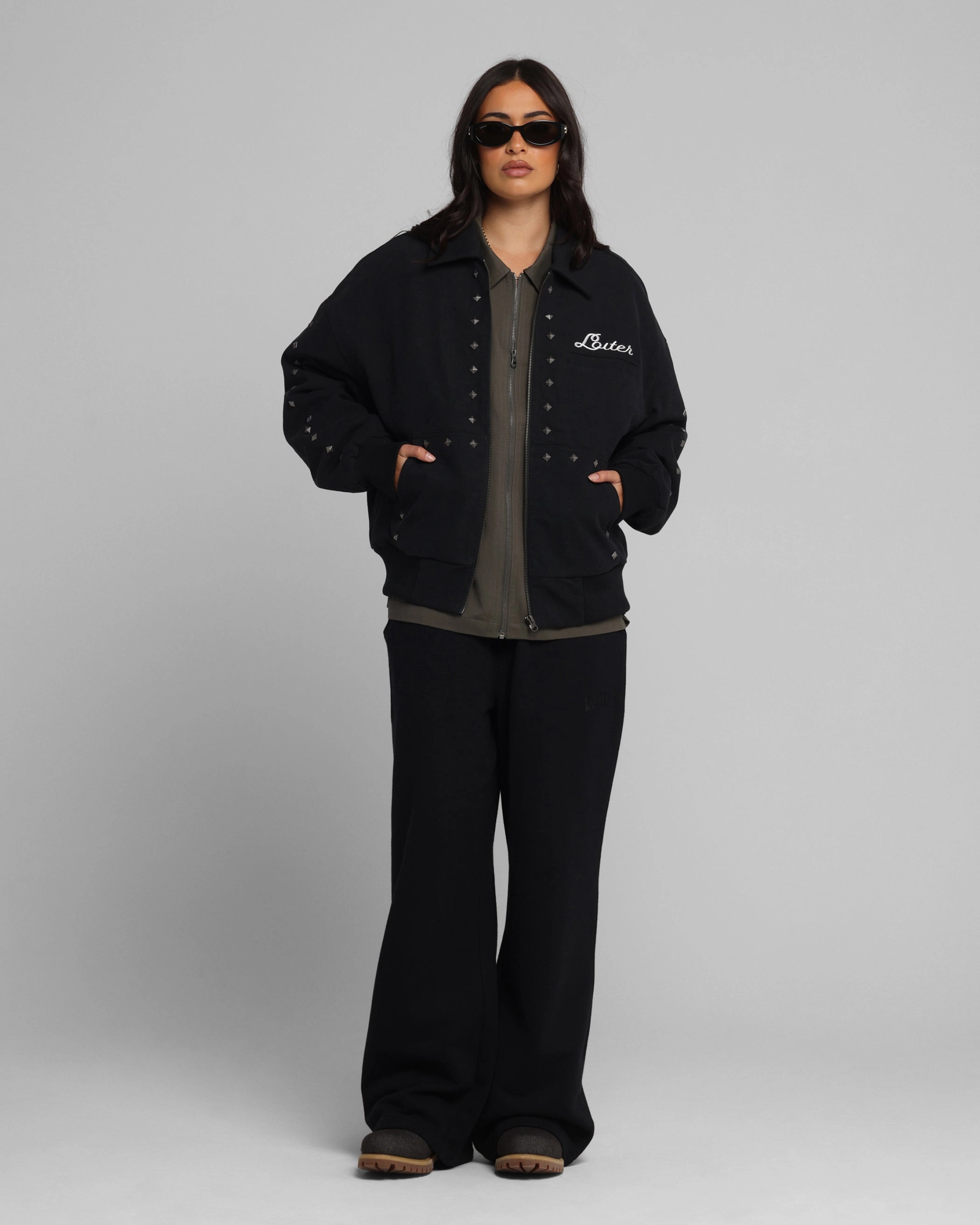 Loiter Chopper Work Jacket Washed Black car