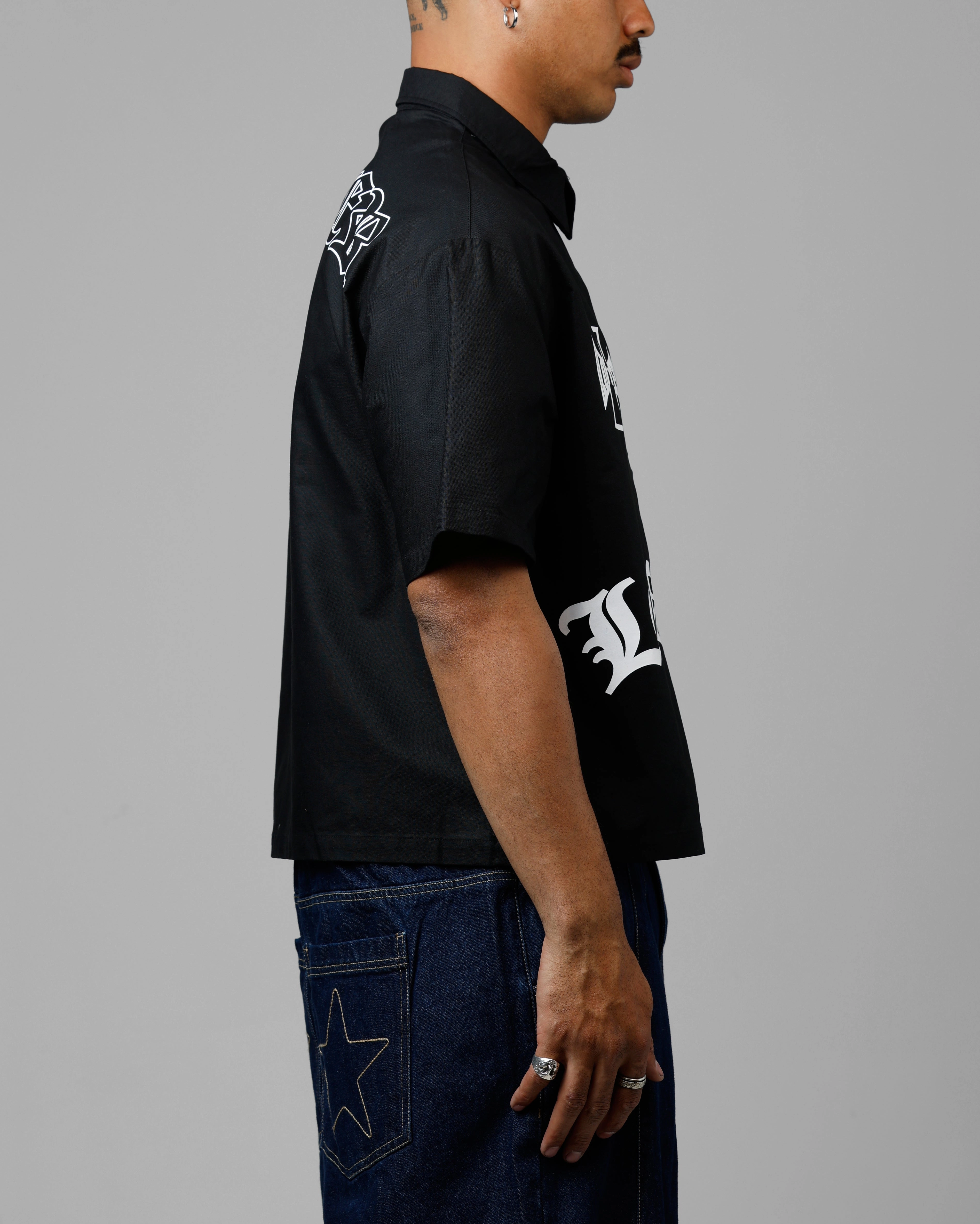 Loiter Chopper Work Shirt Black Modern Look Essential Wardrobe