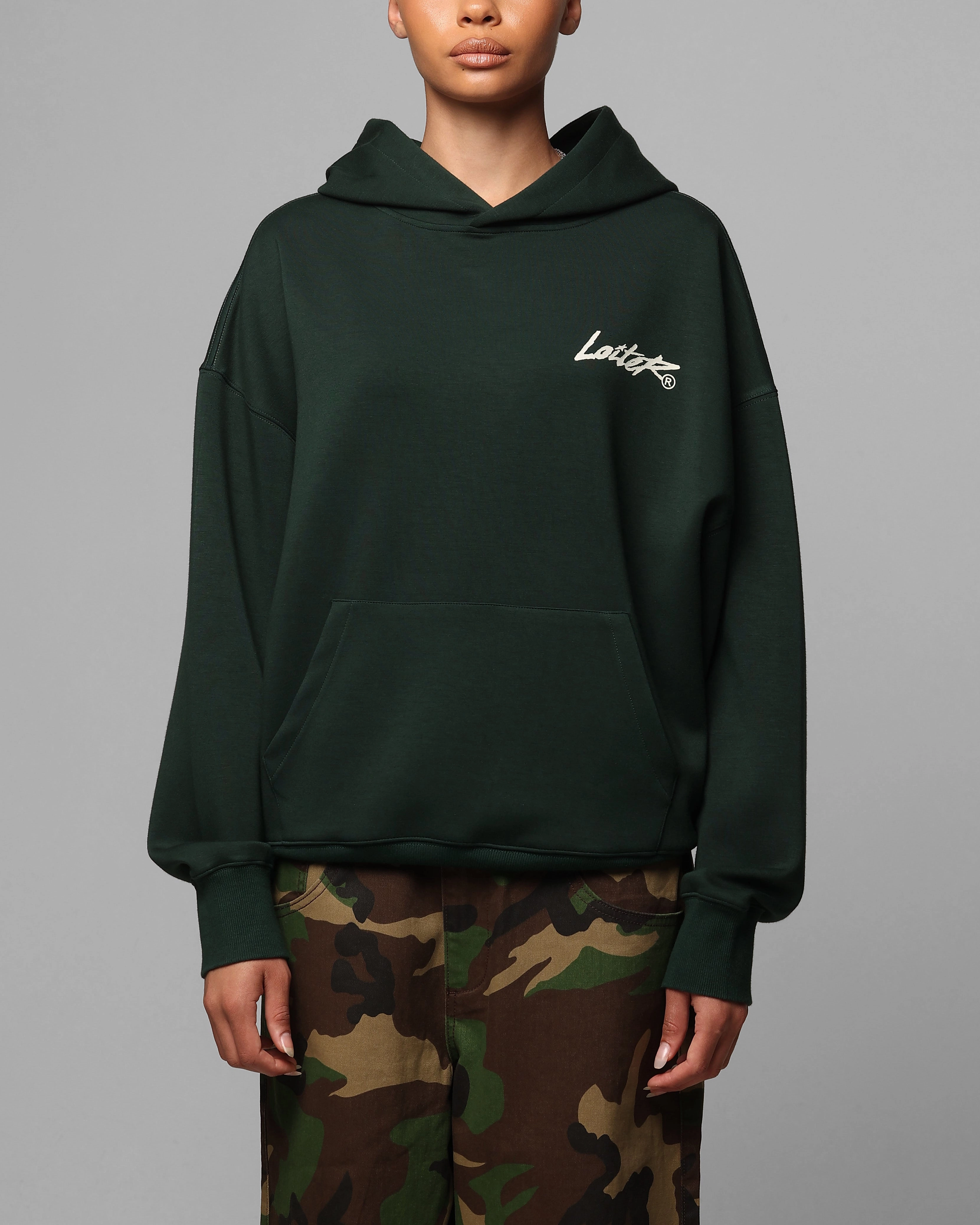 Advertise Casual Warmth Loiter Chroma Premium Hoodie Dark Green