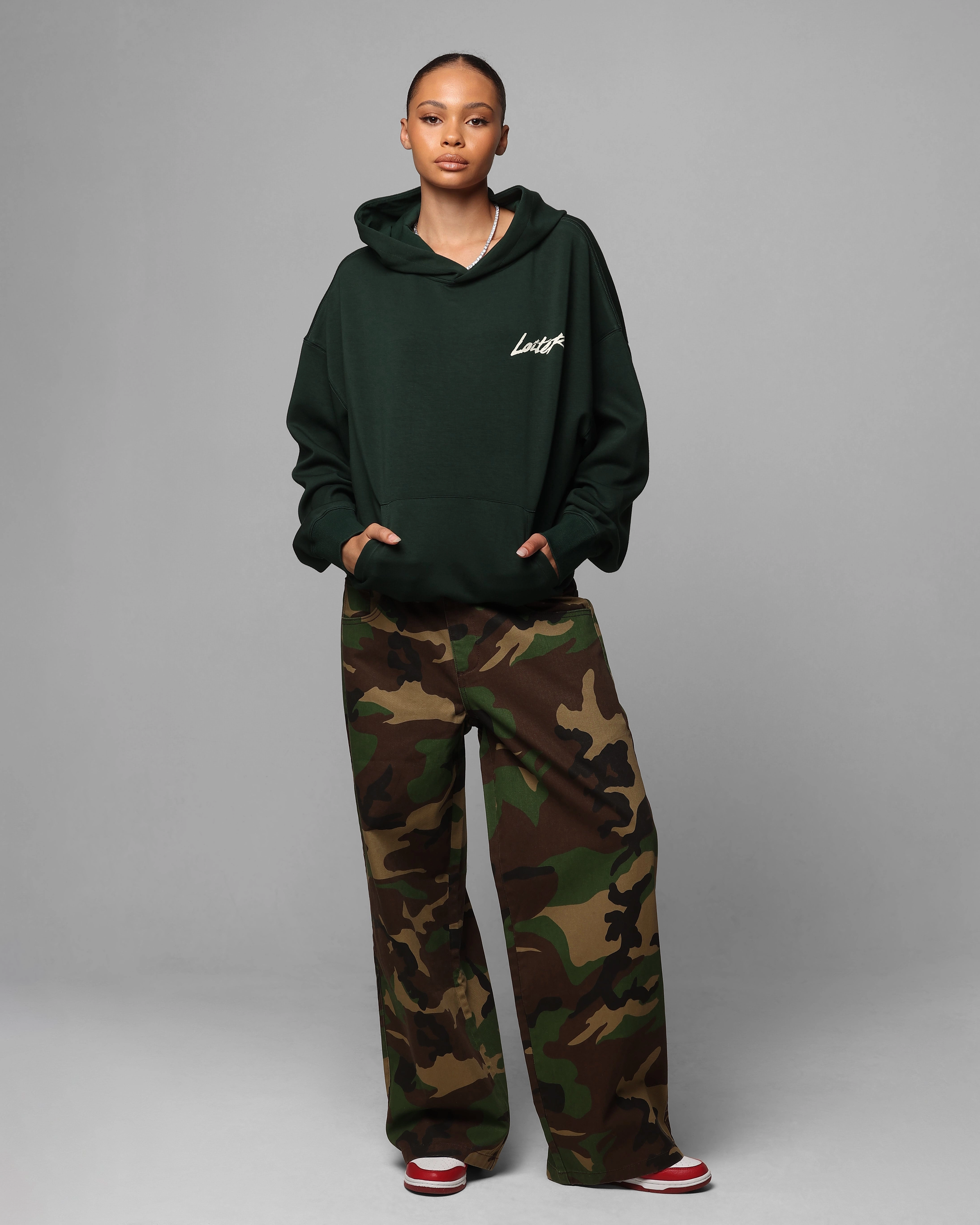 Core Utility Loiter Chroma Premium Hoodie Dark Green