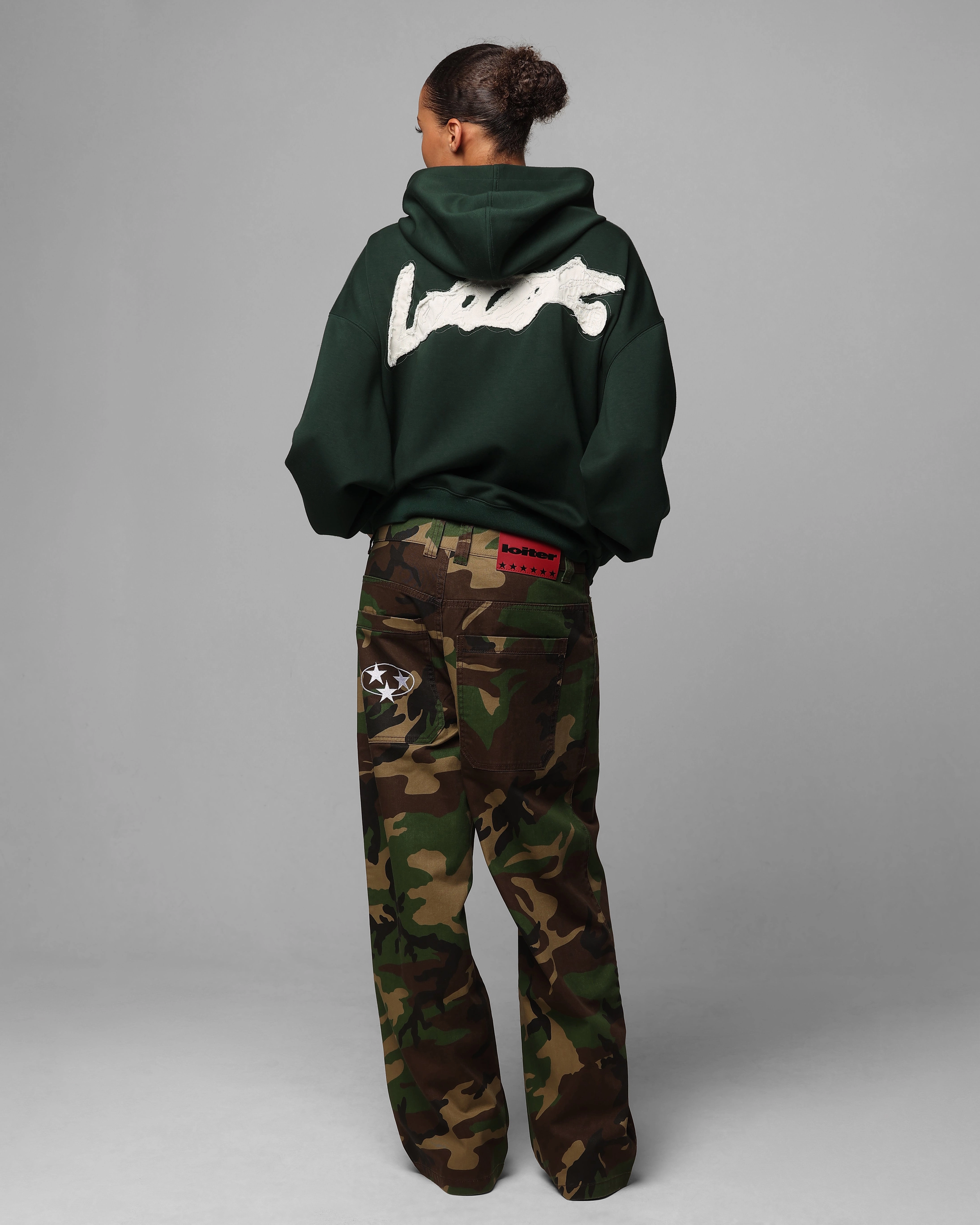 Loiter Chroma Premium Hoodie Dark Green Grid Backlined Interior Adore