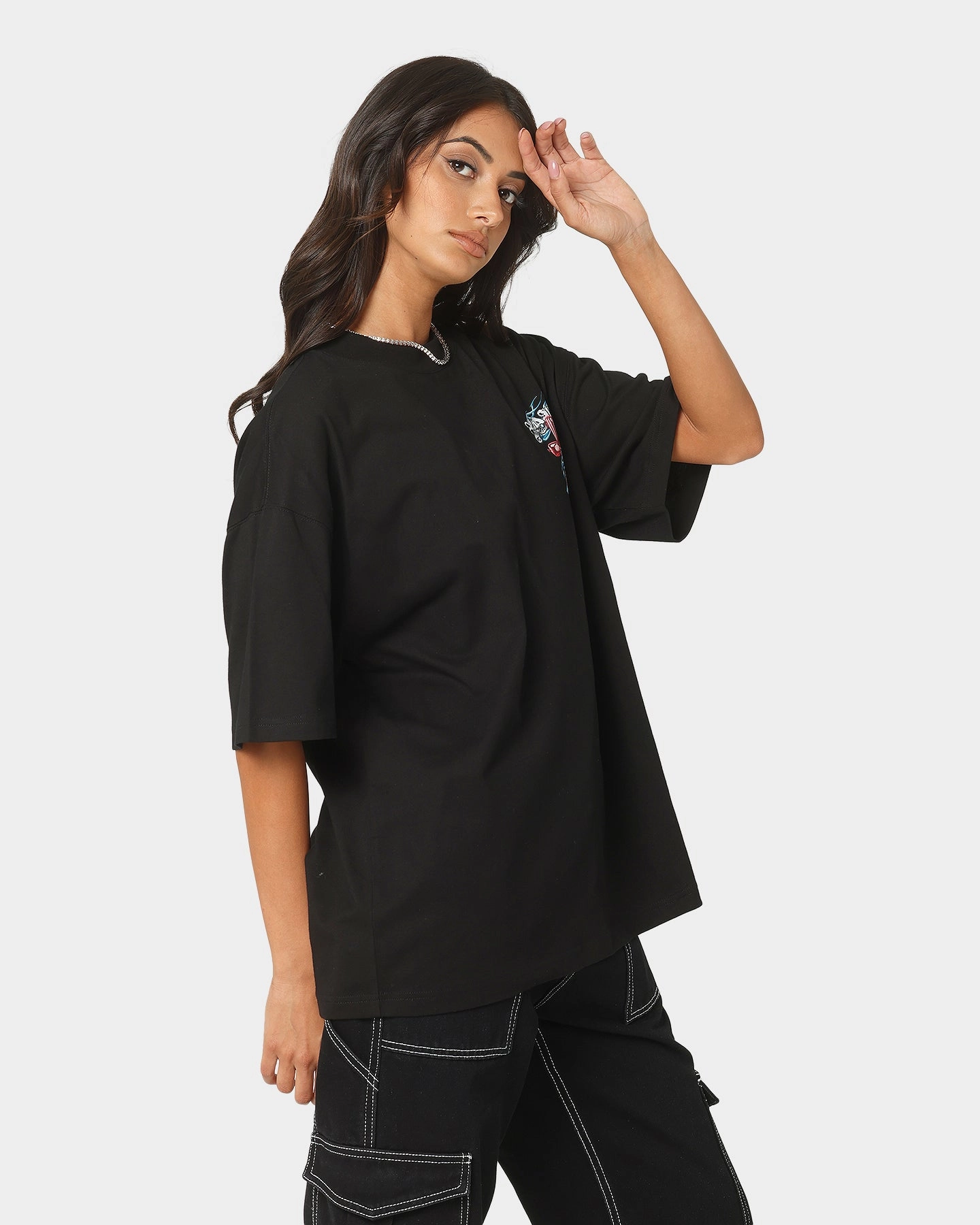 RibbedNeckBanding winter warmth Loiter Chroma T-Shirt Black