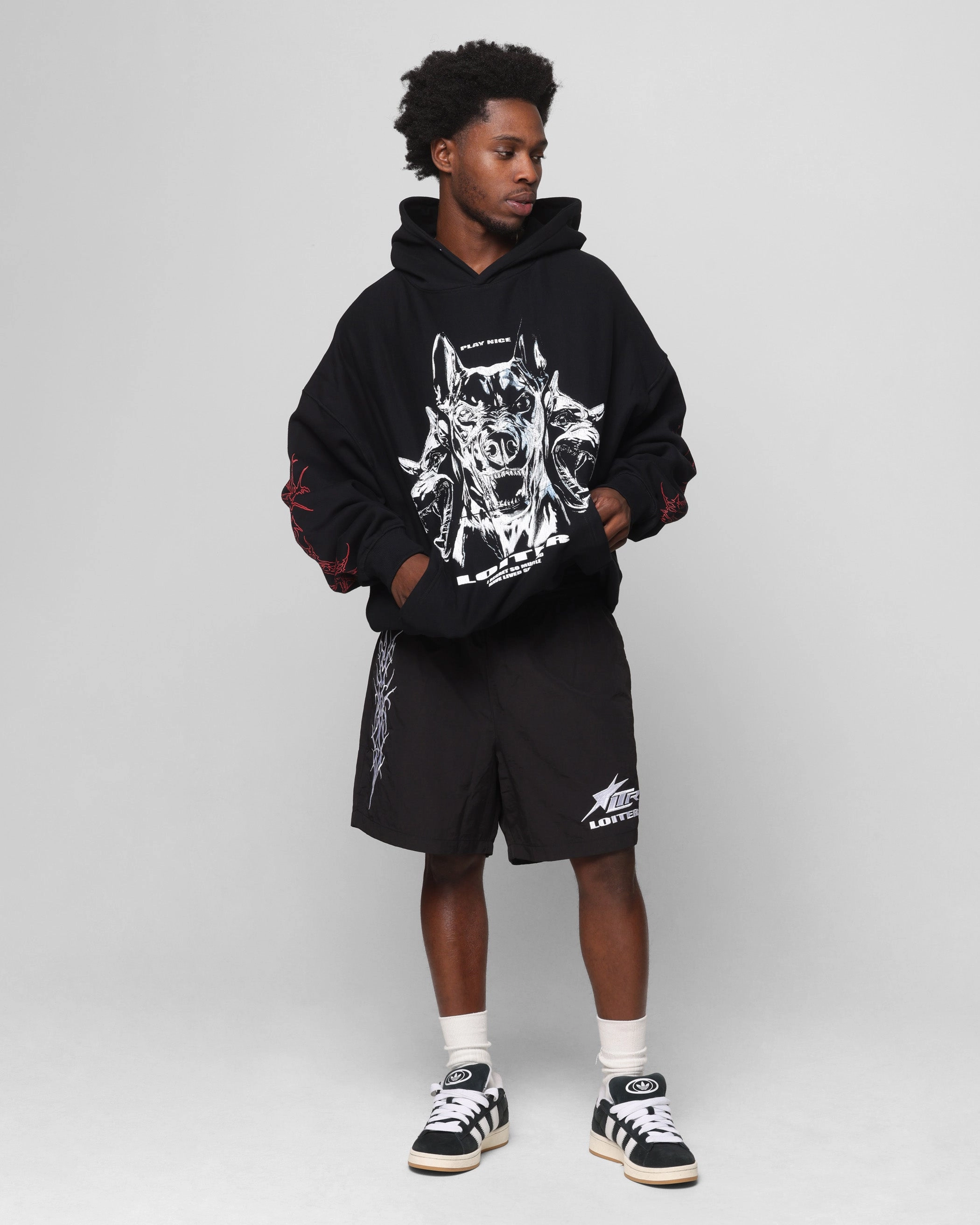 Casual Edge High Visibility Elements Loiter Chrome Dogs Vintage Hoodie Black