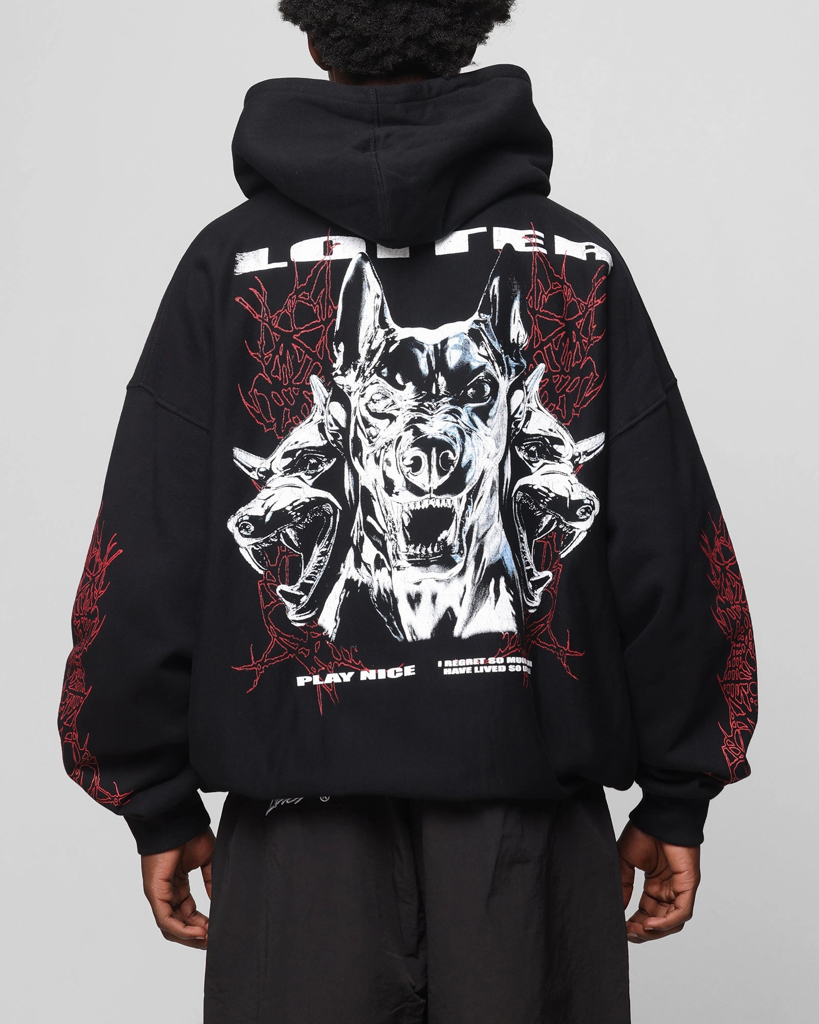 Loiter Chrome Dogs Vintage Hoodie Black Sanction