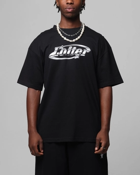 Feminine Appeal Layering Must-Have Loiter Chrome Logo T-Shirt Black
