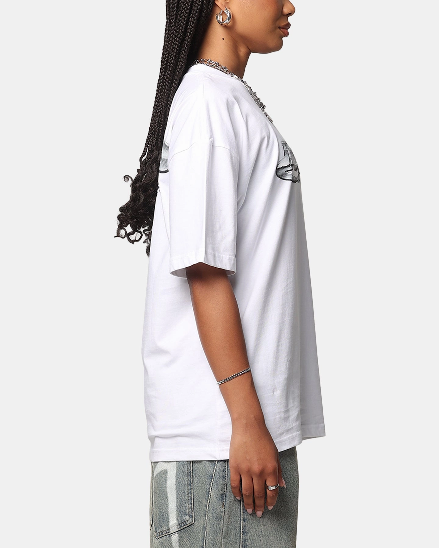 Movie Night Yoga flexibility Loiter Chrome Logo T-Shirt White
