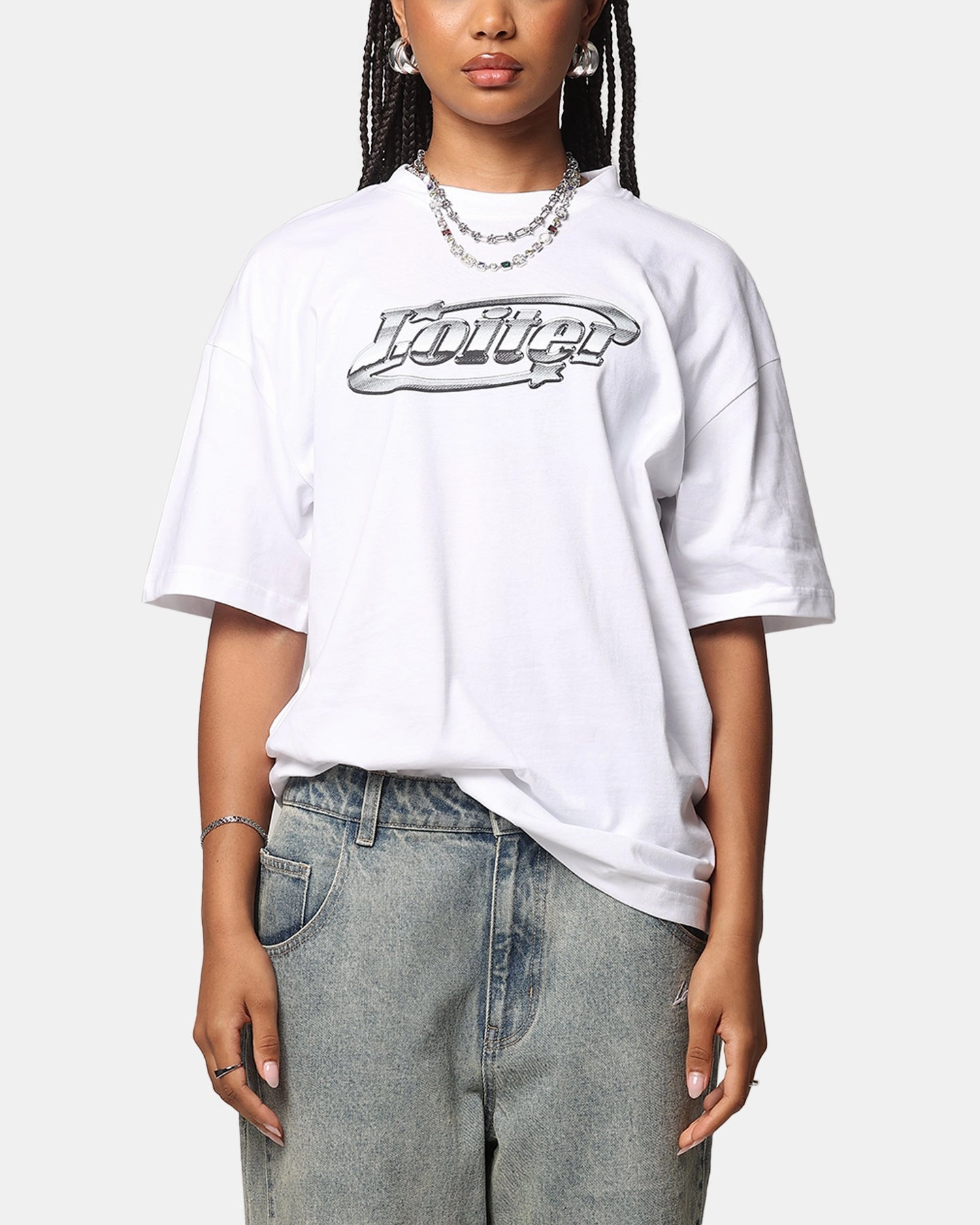 Biodegradable Textile Anti Odor Technology Loiter Chrome Logo T-Shirt White