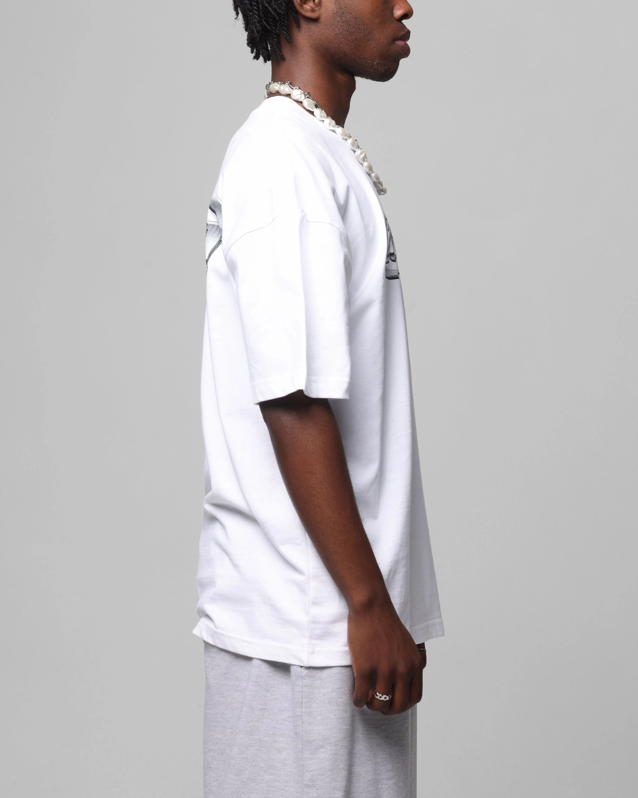 Loiter Chrome Logo T-Shirt White Feminine Appeal