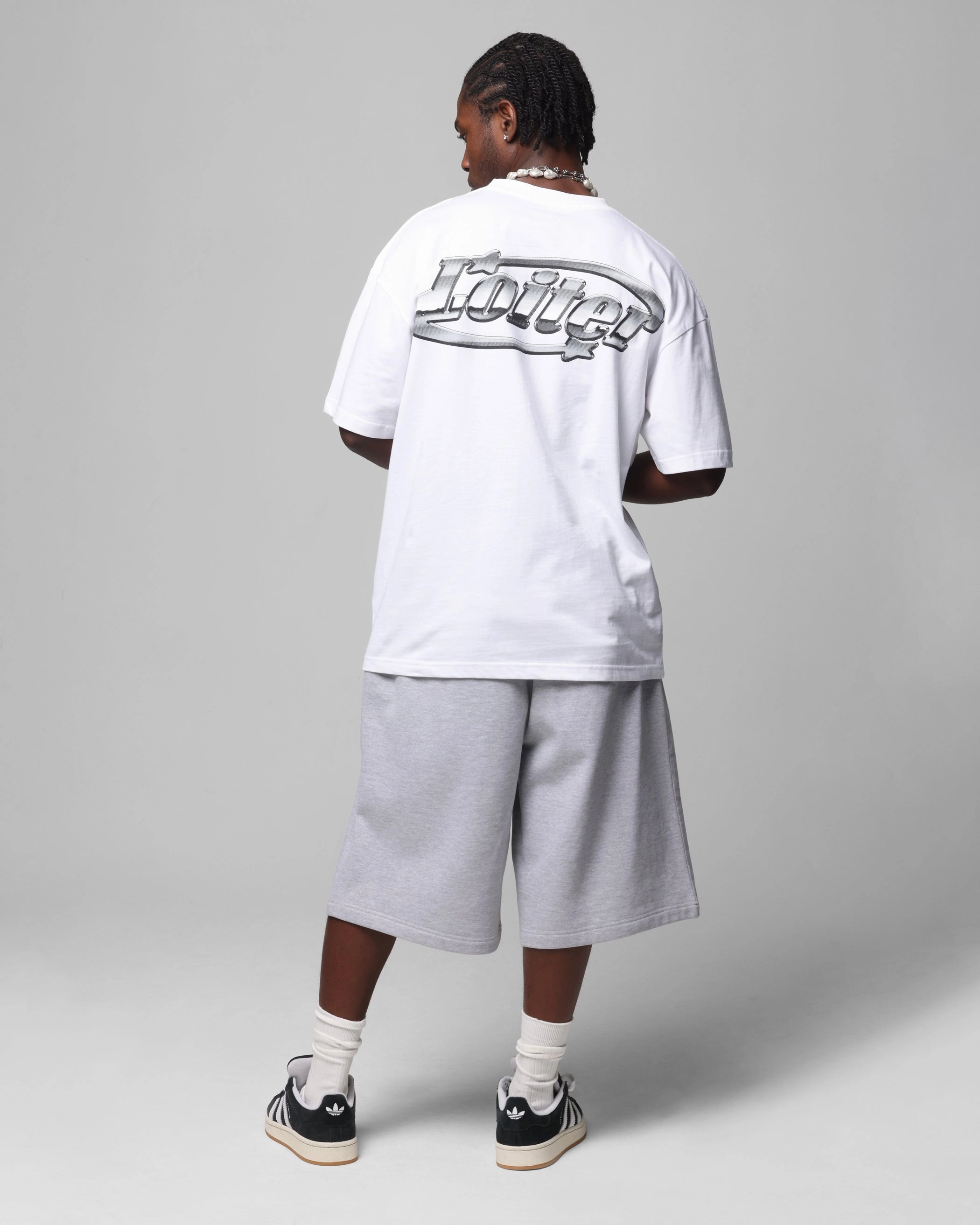 Loiter Chrome Logo T-Shirt White Seasonal Trend back to school