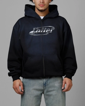 Notebook Degree Loiter Chrome Logo Zip Hoodie Vintage Black