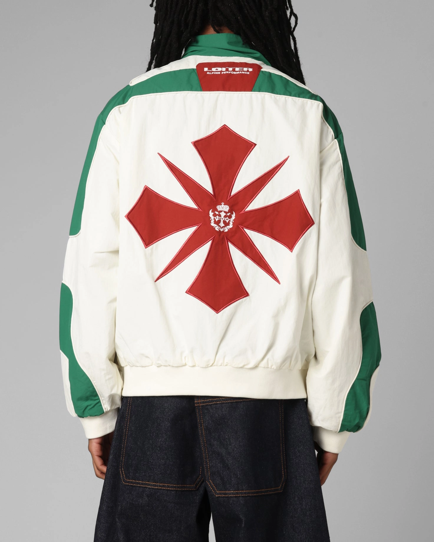 Loiter Club Classic Track Jacket White/Green Maximize Articulated Seams