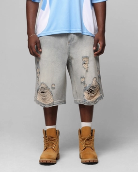 custom-made Warm Weather Wear Loiter Collateral Distressed Jorts Vintage Blue