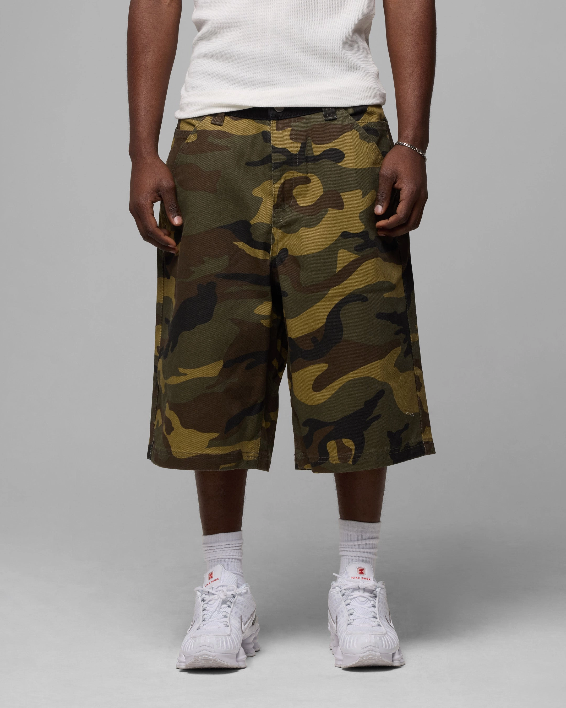 Loiter Collateral Jorts Woodland Camo Urban Mood Sweat Wicking Fabric