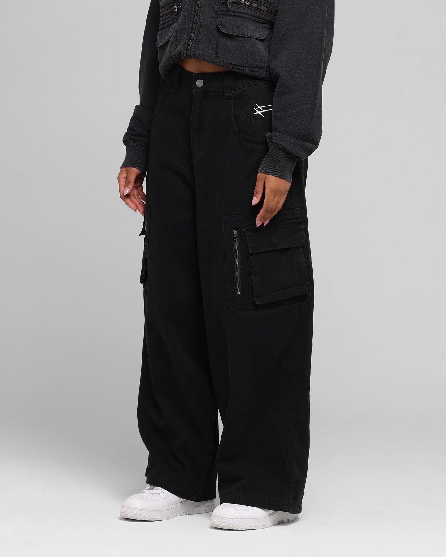 Loiter Combat Cargo Pants Washed Black Effortless Layer
