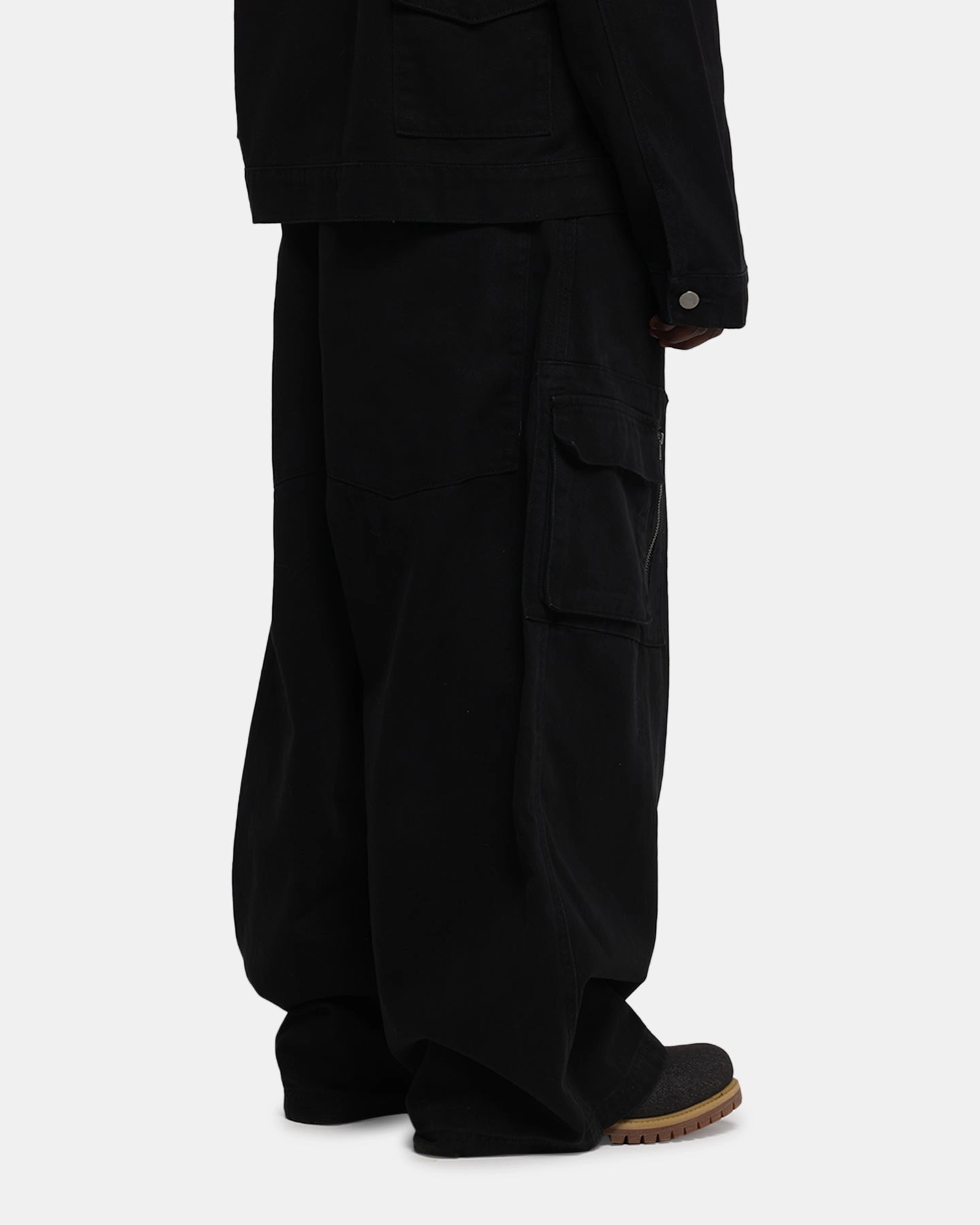 Casual Office Loiter Combat Cargo Pants Washed Black