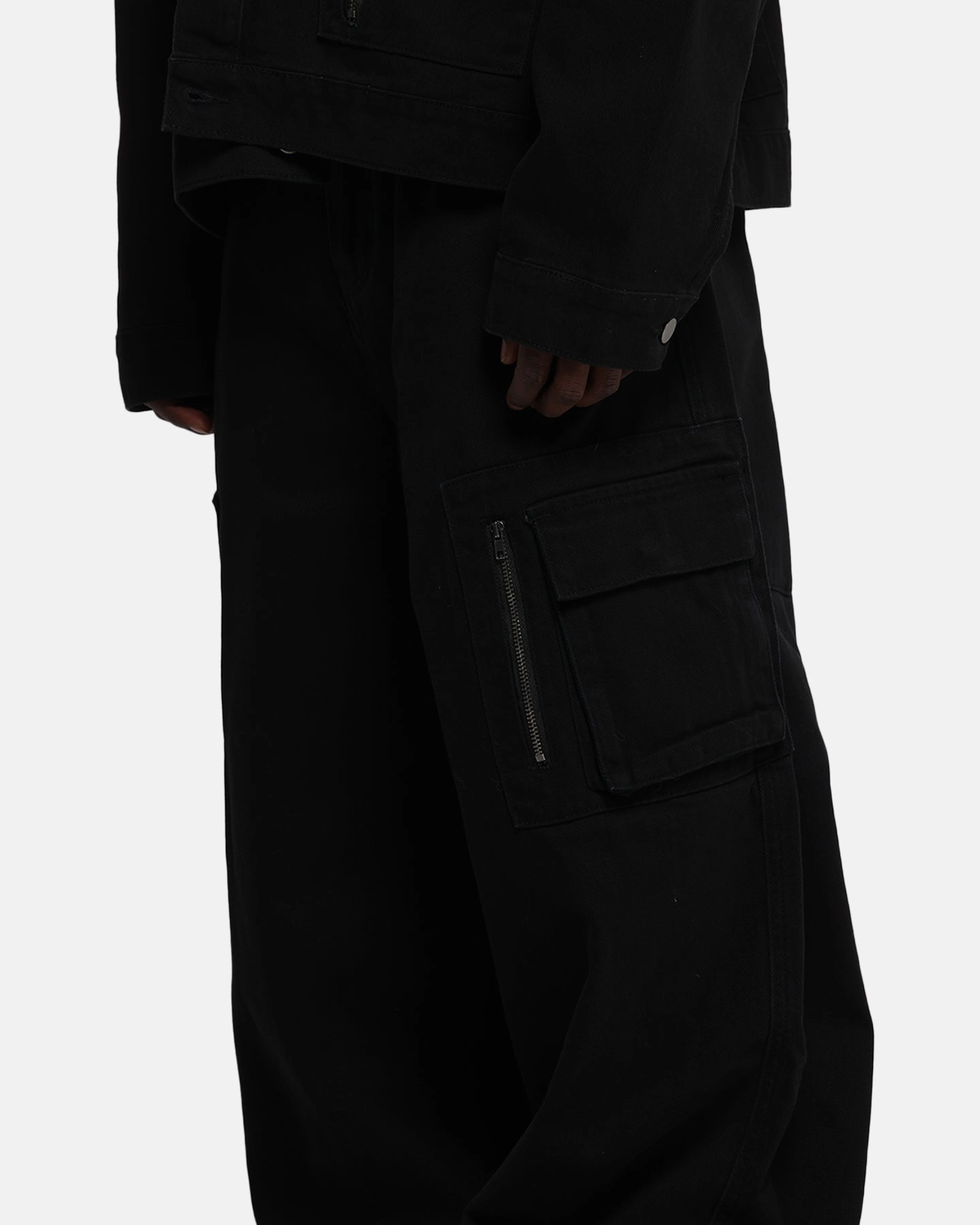 Slim Silhouette Loiter Combat Cargo Pants Washed Black