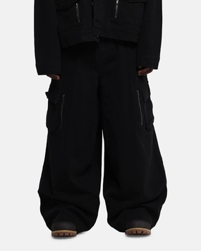 Loiter Combat Cargo Pants Washed Black Seamless Waist Technology