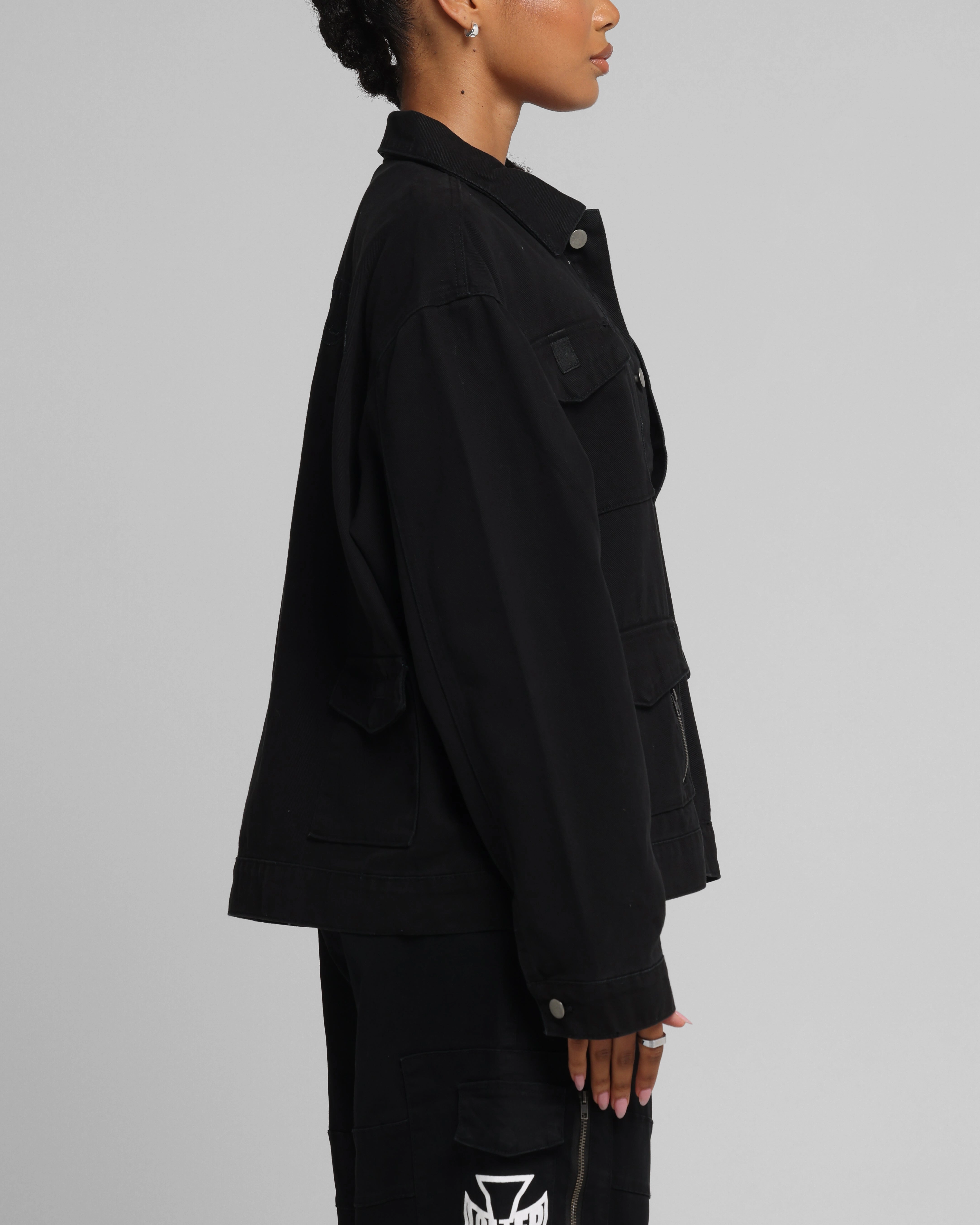 Functional Warmth Loiter Combat Utility Jacket Washed Black