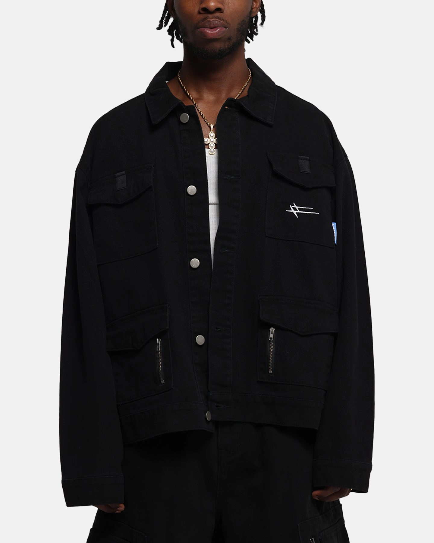 Variable Baffle Sizing Loiter Combat Utility Jacket Washed Black