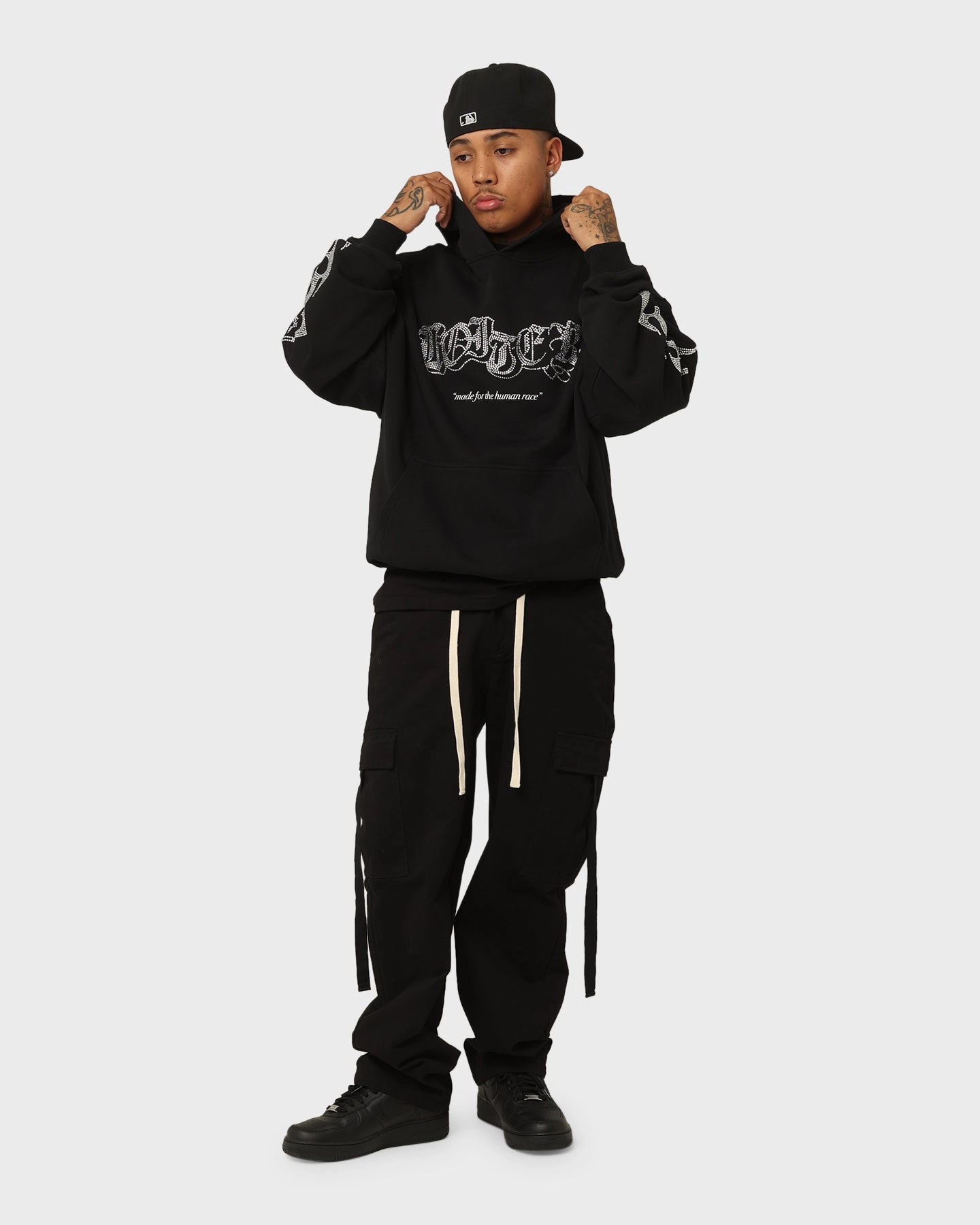 Puncture Resistant Material Loiter Cosmic Rhinestone Hoodie Black
