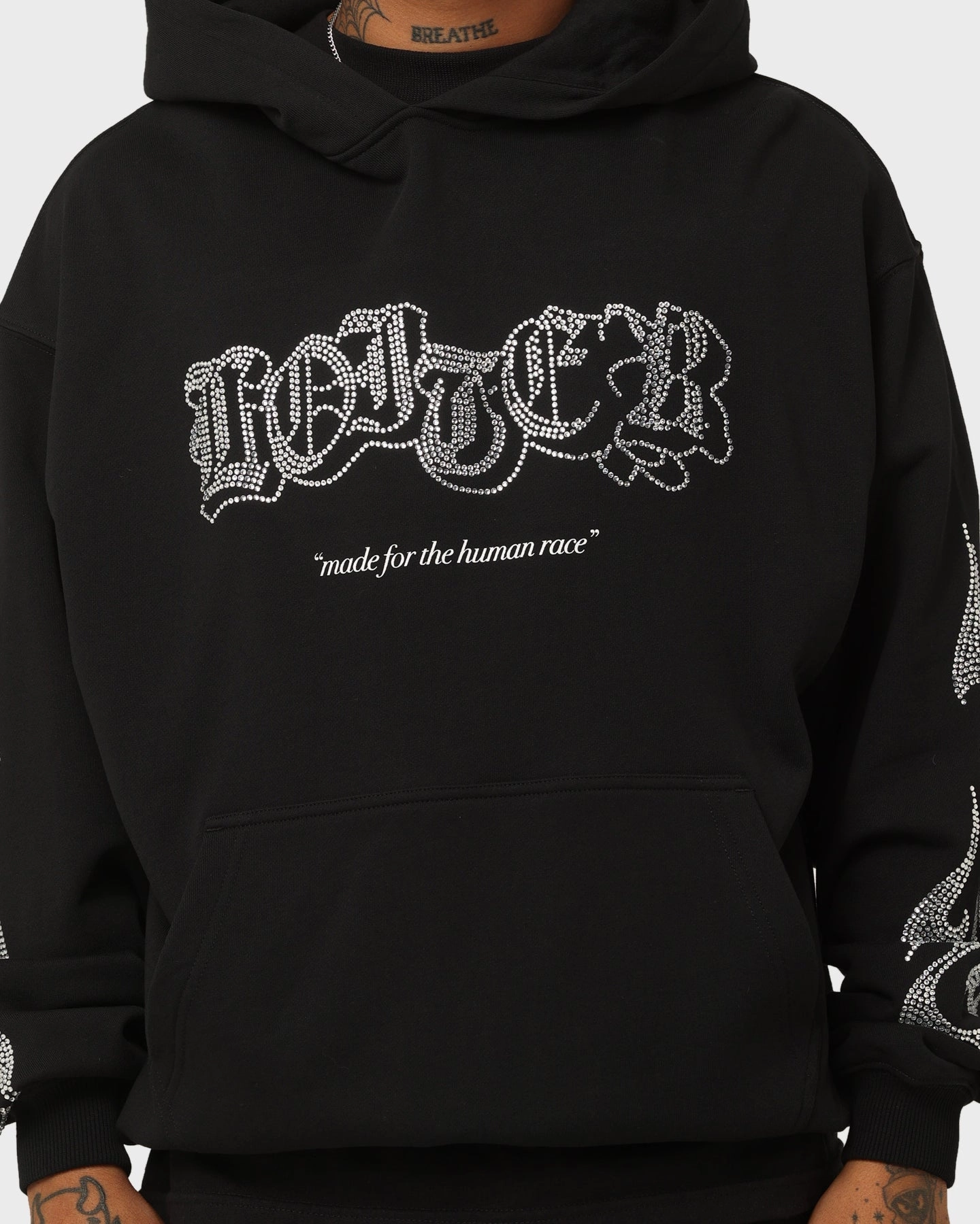 Loiter Cosmic Rhinestone Hoodie Black Quick Release Buckles City Ready