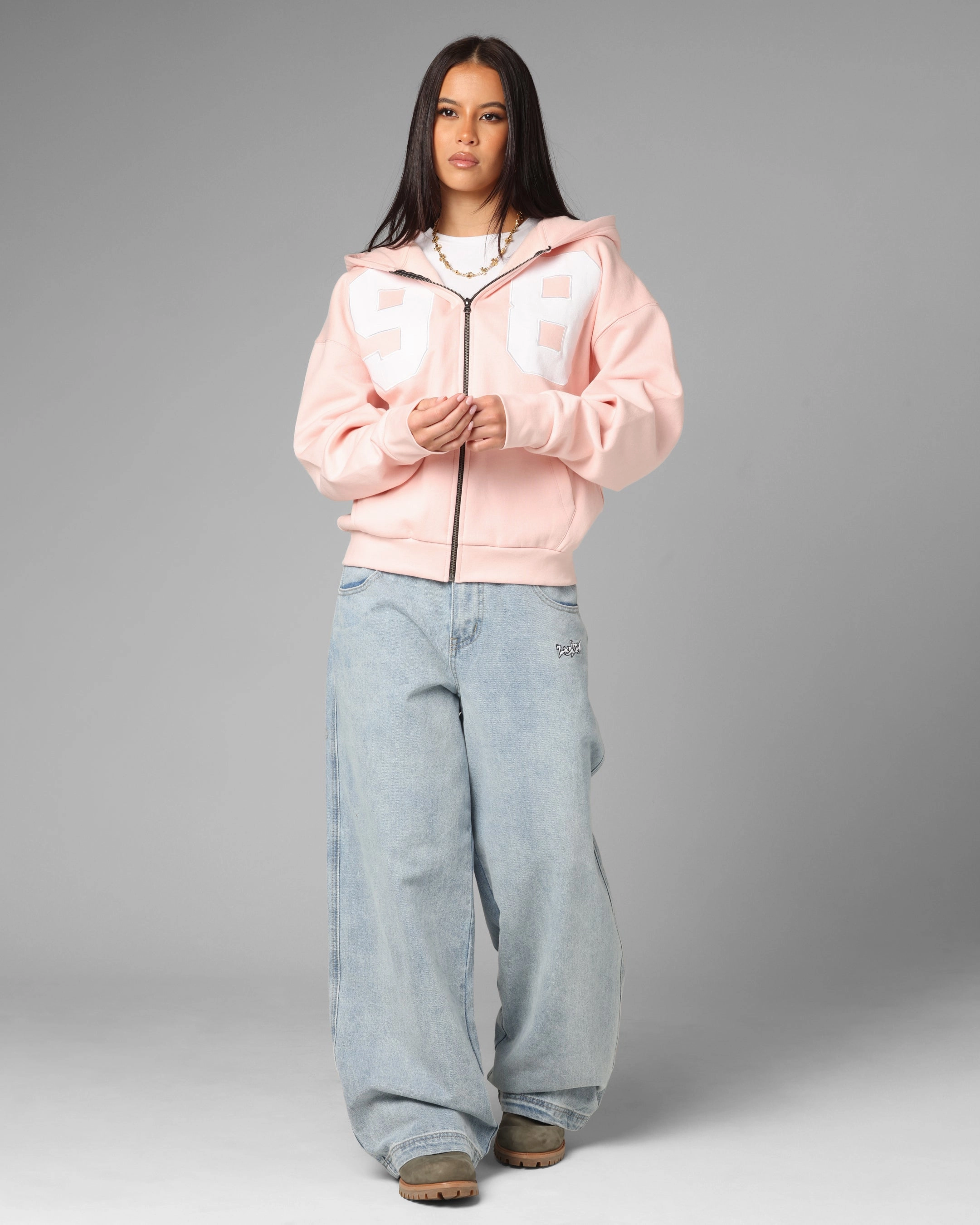 No Bulk Declare Loiter Cosmos Zip Hoodie Pink