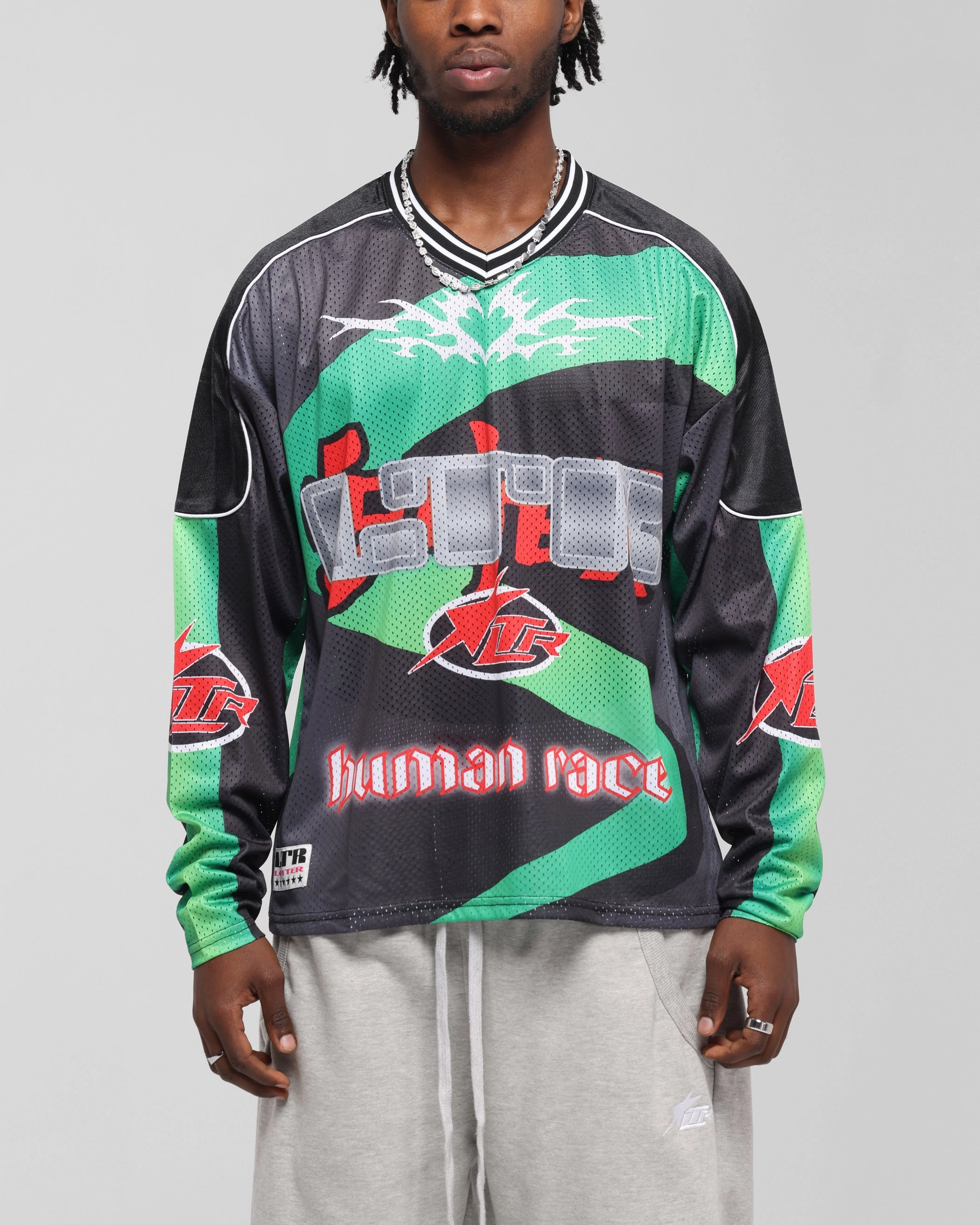 Tagless Design Quick Release Zipper Tech Loiter Cyber Hockey Jersey Black/Multi
