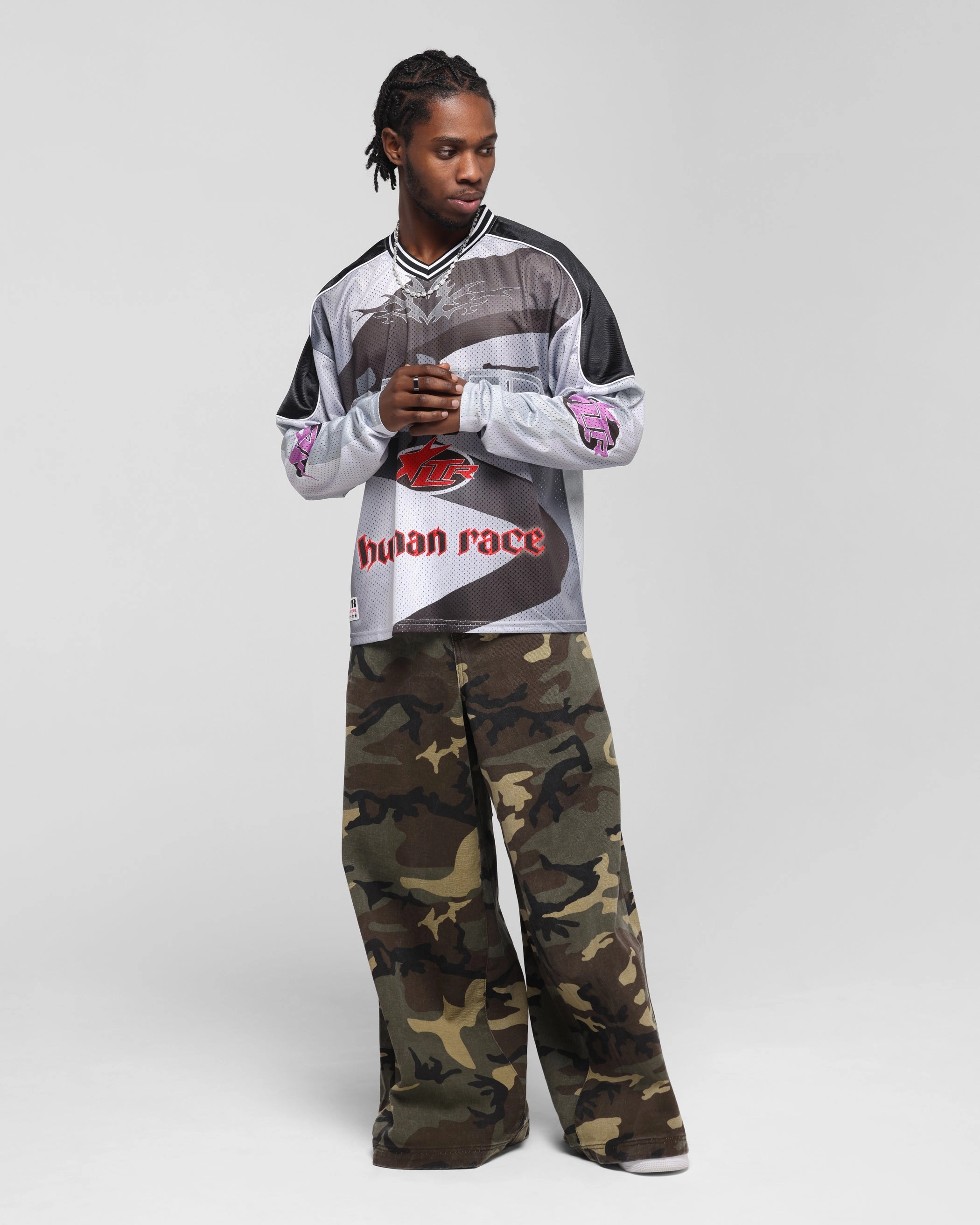 Loiter Cyber Hockey Jersey Grey/Black Tactile Surface Weave Mesh Panel Placement