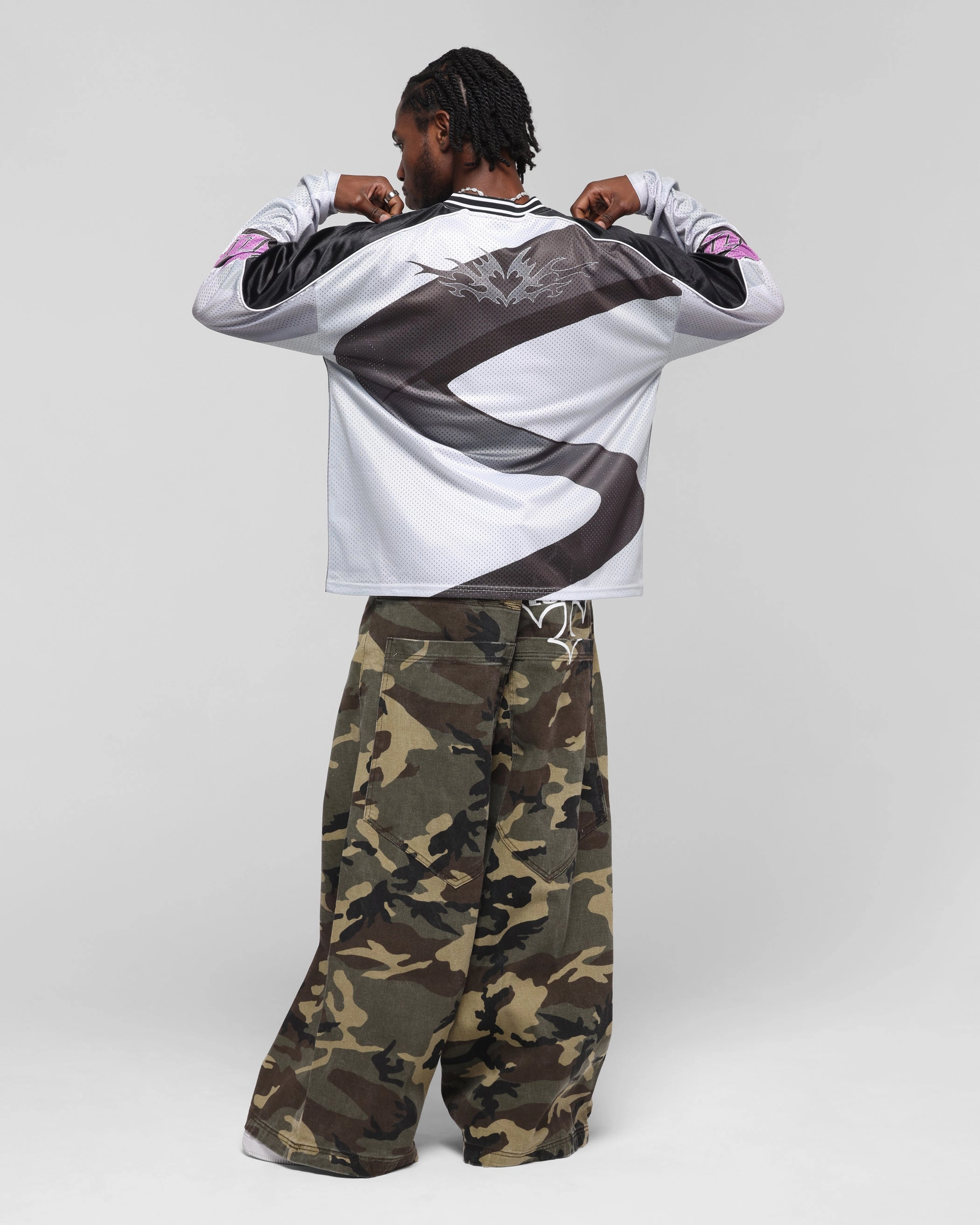 Stretch Fit Fabric Loiter Cyber Hockey Jersey Grey/Black