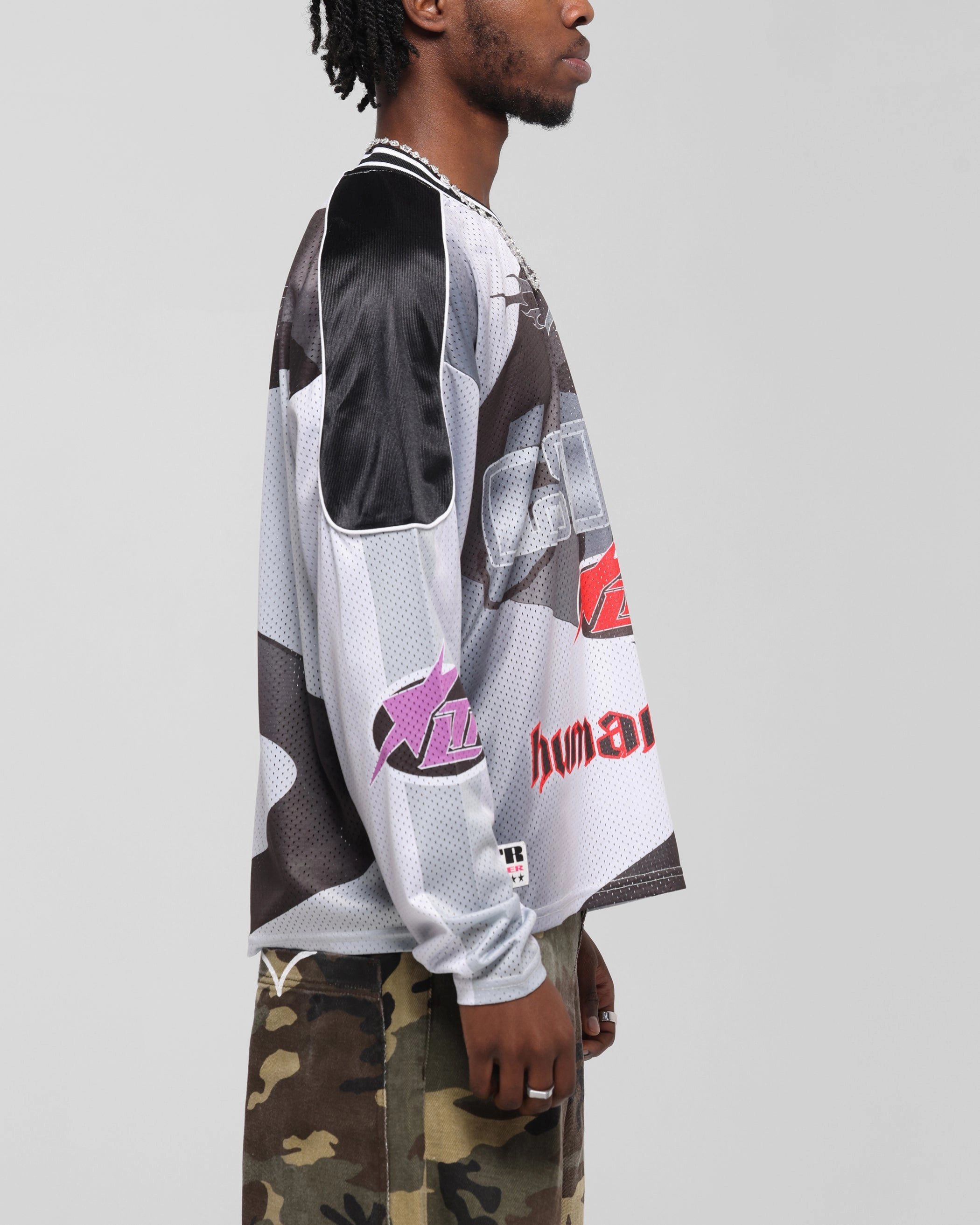 Loiter Cyber Hockey Jersey Grey/Black Eco Conscious Manufacturing Compression Fit Engineering