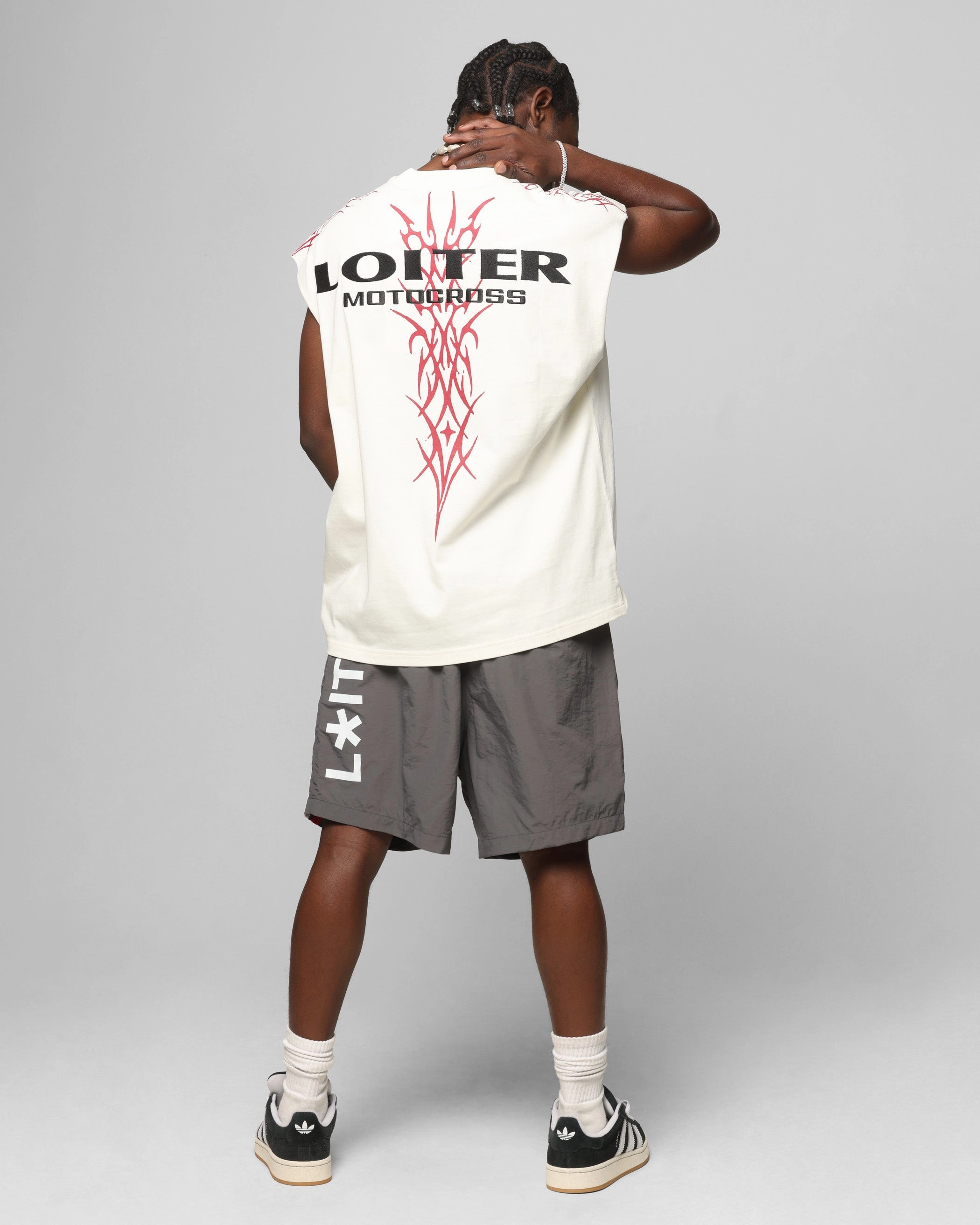 Sporty Fashion Soft Design Loiter Cyber Muscle T-Shirt Off White