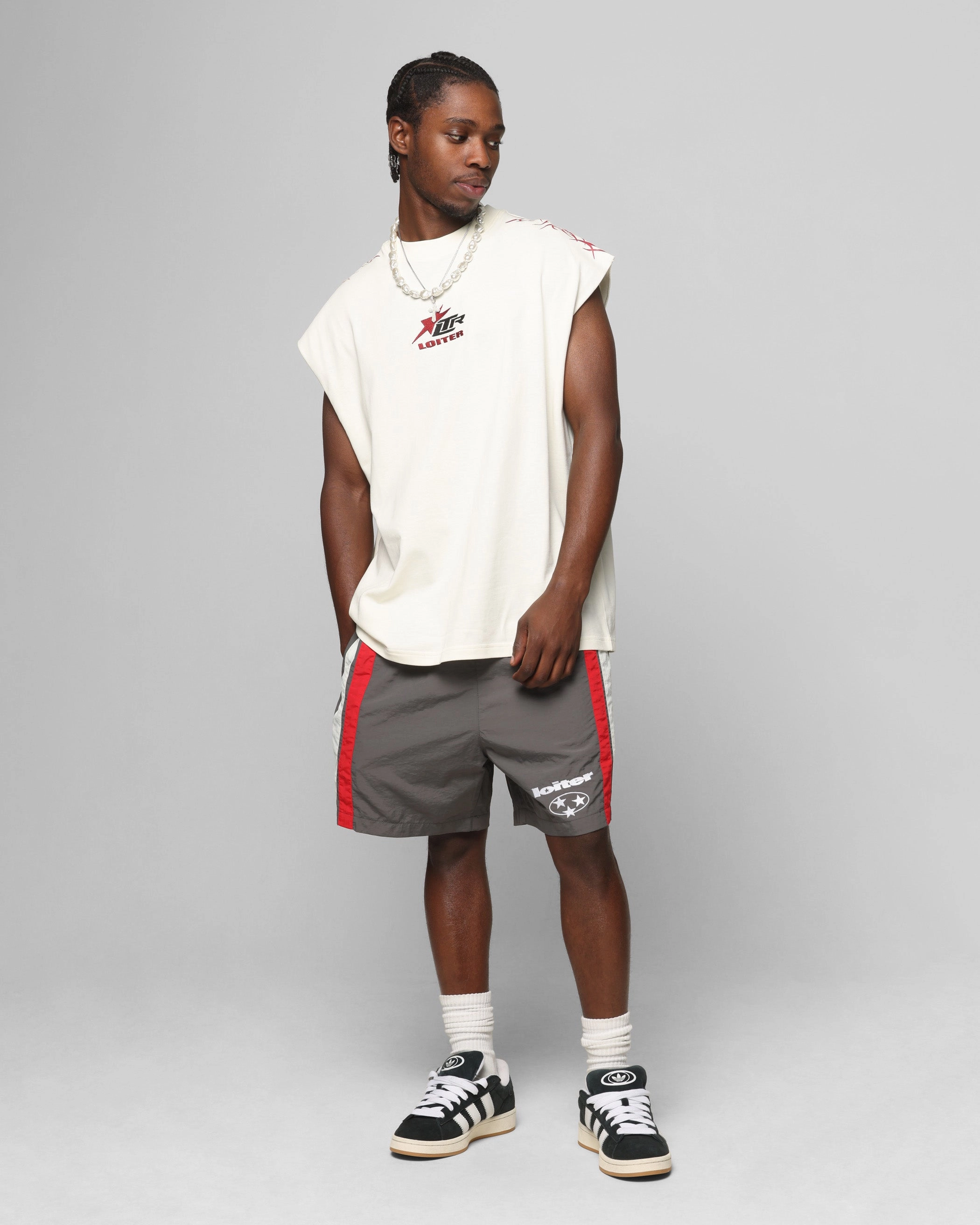 Party fun Stylish and Fun Loiter Cyber Muscle T-Shirt Off White