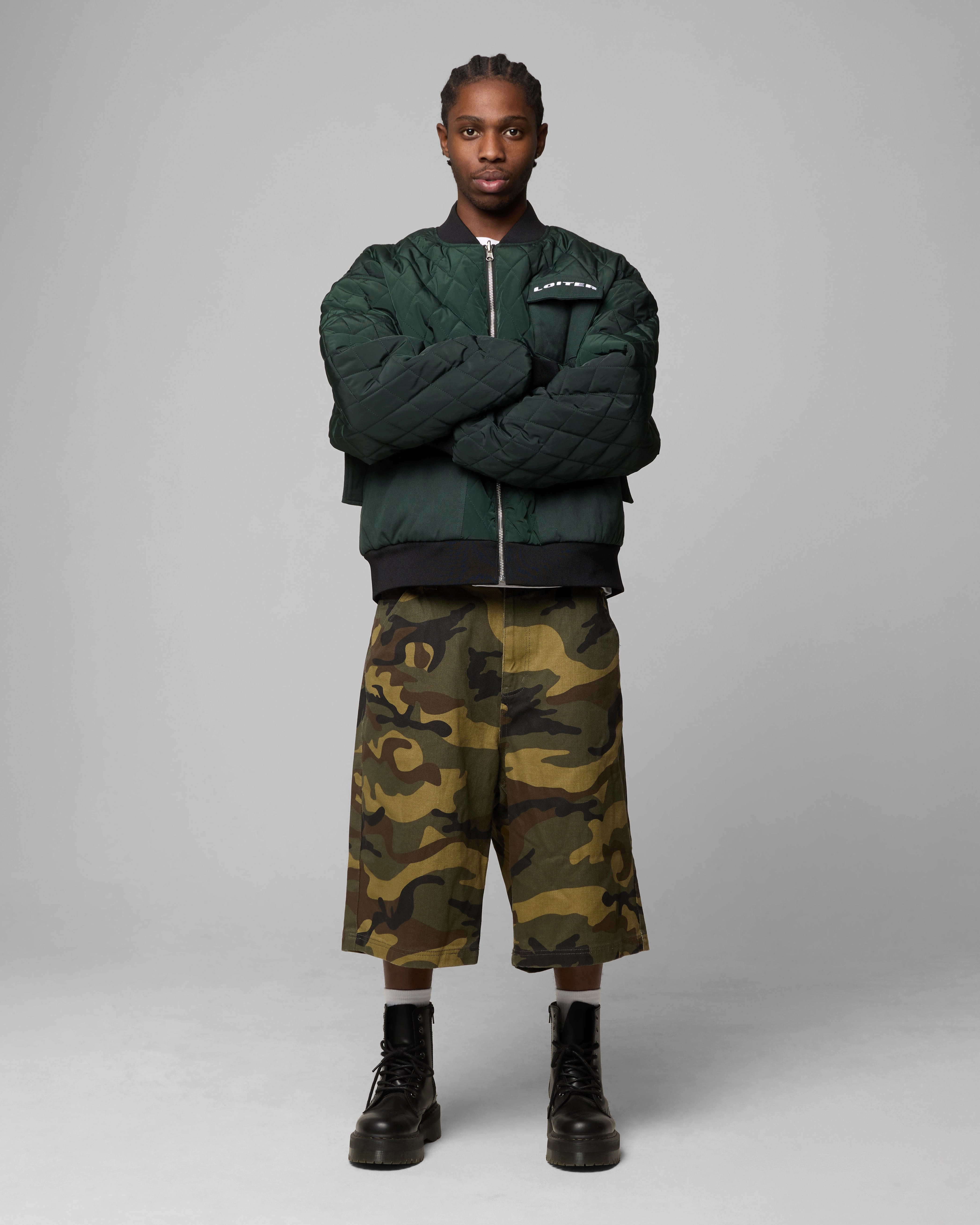 winter season V-Neck Loiter Cyber Reversible Bomber Jacket Red/Green