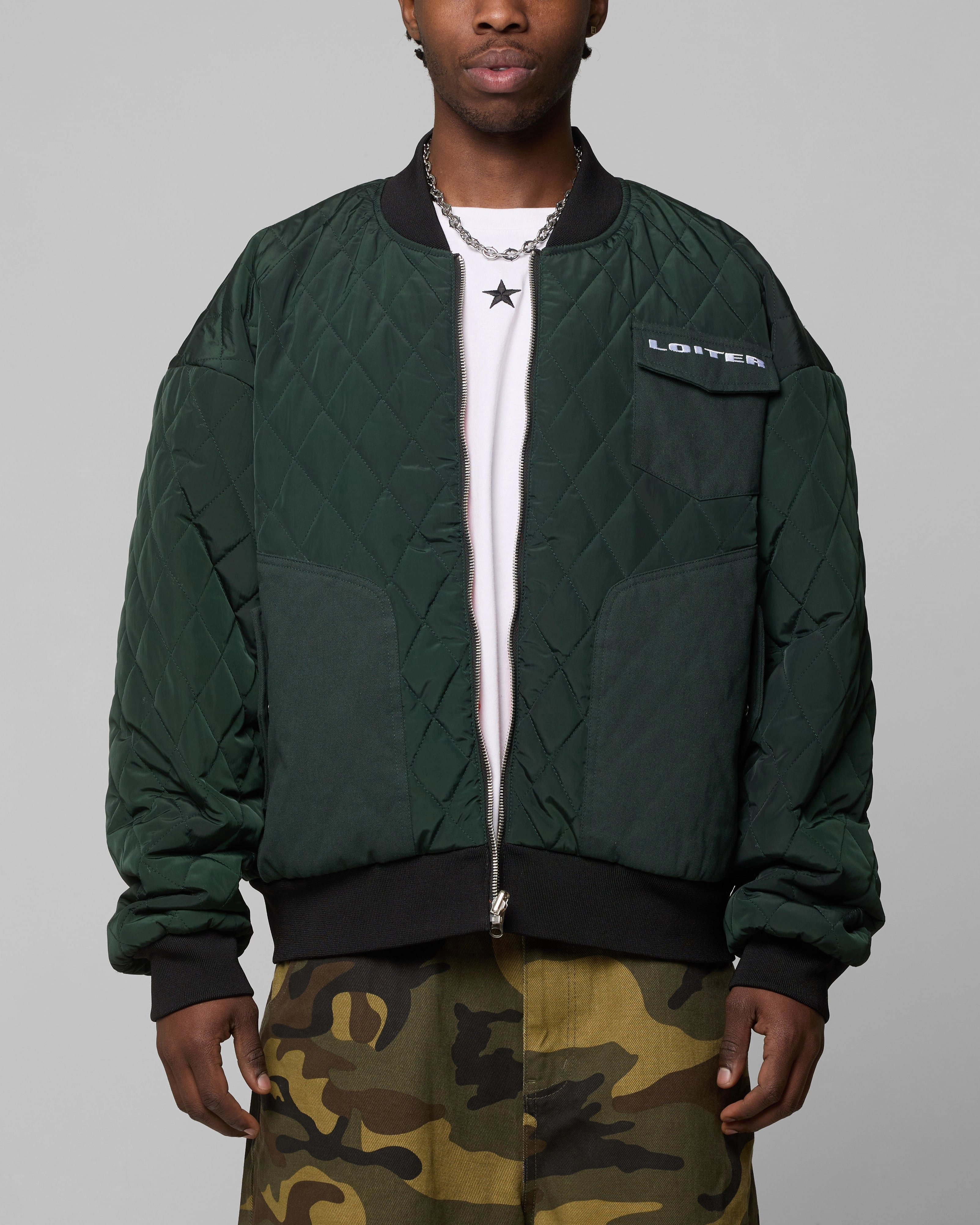 Loiter Cyber Reversible Bomber Jacket Red/Green Chic Style