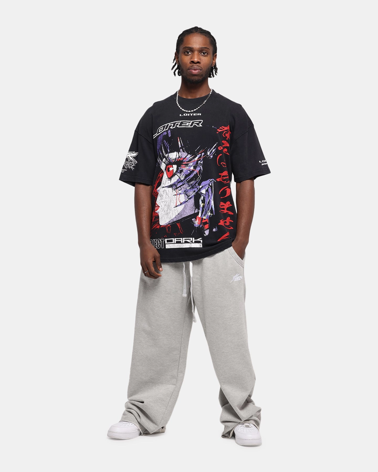 Oeko Tex Certified Loiter Cybernetics Vintage T-Shirt Black Acidwash