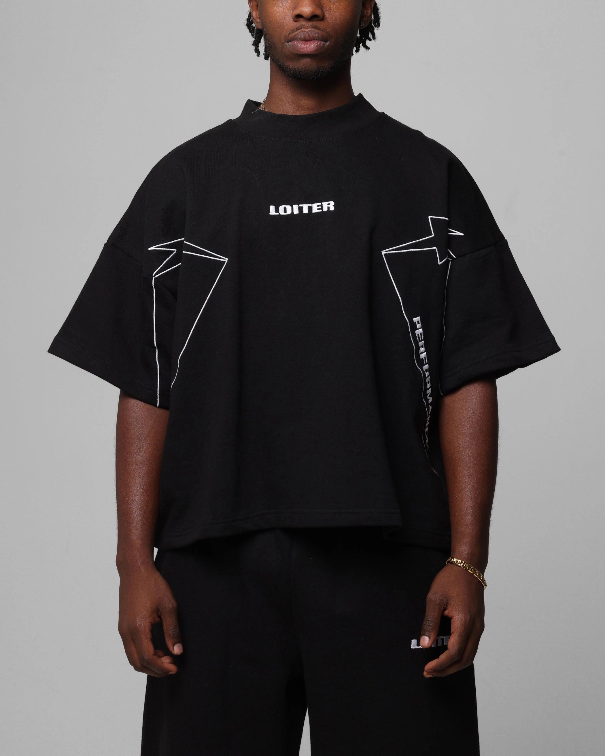Stylish and Relaxed City Fashion Look Loiter Dark Performance T-Shirt Black