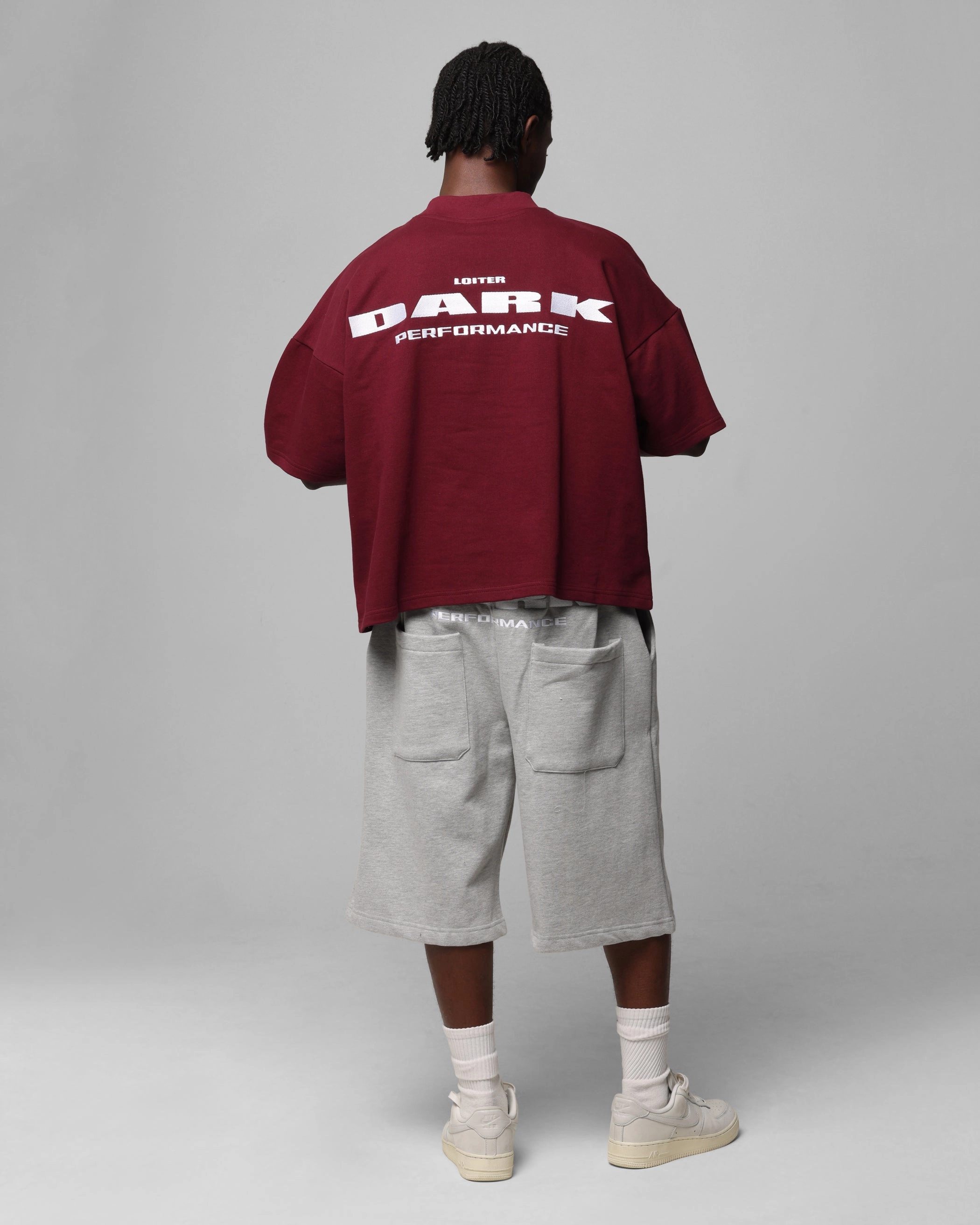 Loiter Dark Performance T-Shirt Burgandy Street Trend Look