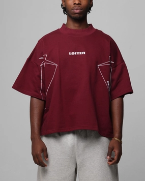 Loiter Dark Performance T-Shirt Burgandy Formal Occasion Foam Print Detail