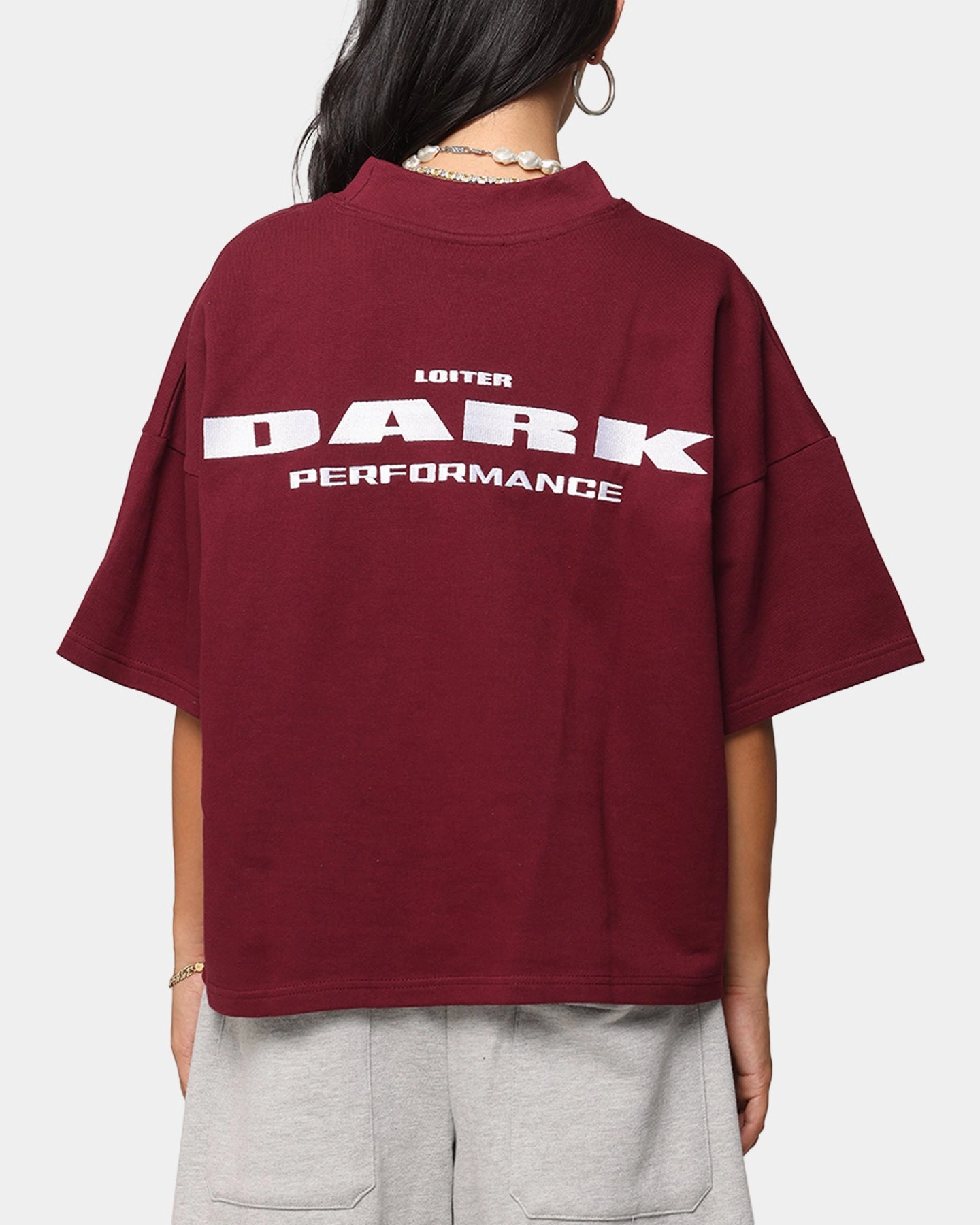 Loiter Dark Performance T-Shirt Burgandy Chic Comfort Style FadeResistant Coating