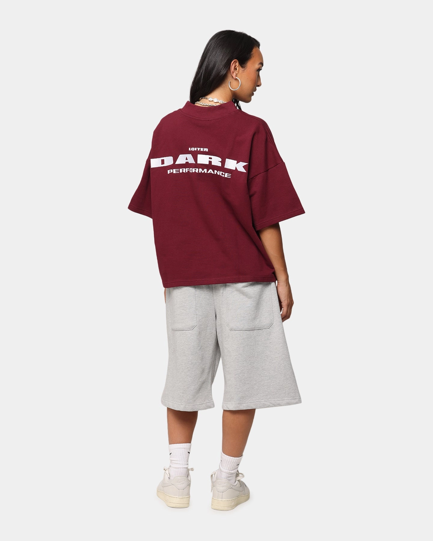 Loiter Dark Performance T-Shirt Burgandy NonIrritatingTags Modern Style Trend