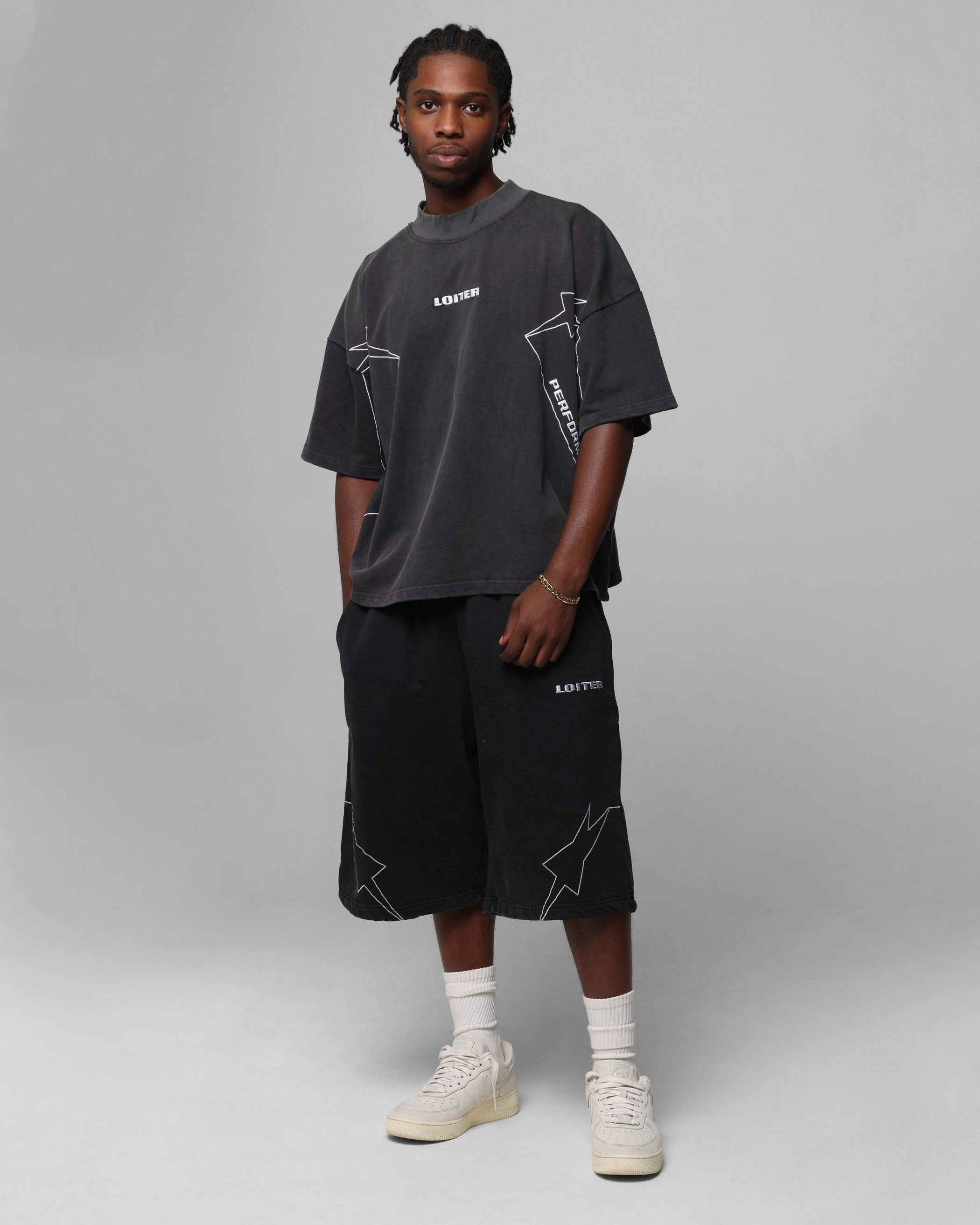 Loiter Dark Performance T-Shirt Charcoal Relaxed Comfort Look