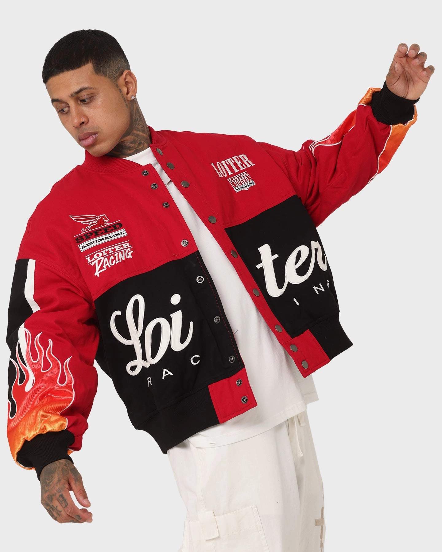 Sleek Fit Heat Retention Technology Loiter Daytona Motor Jacket Red