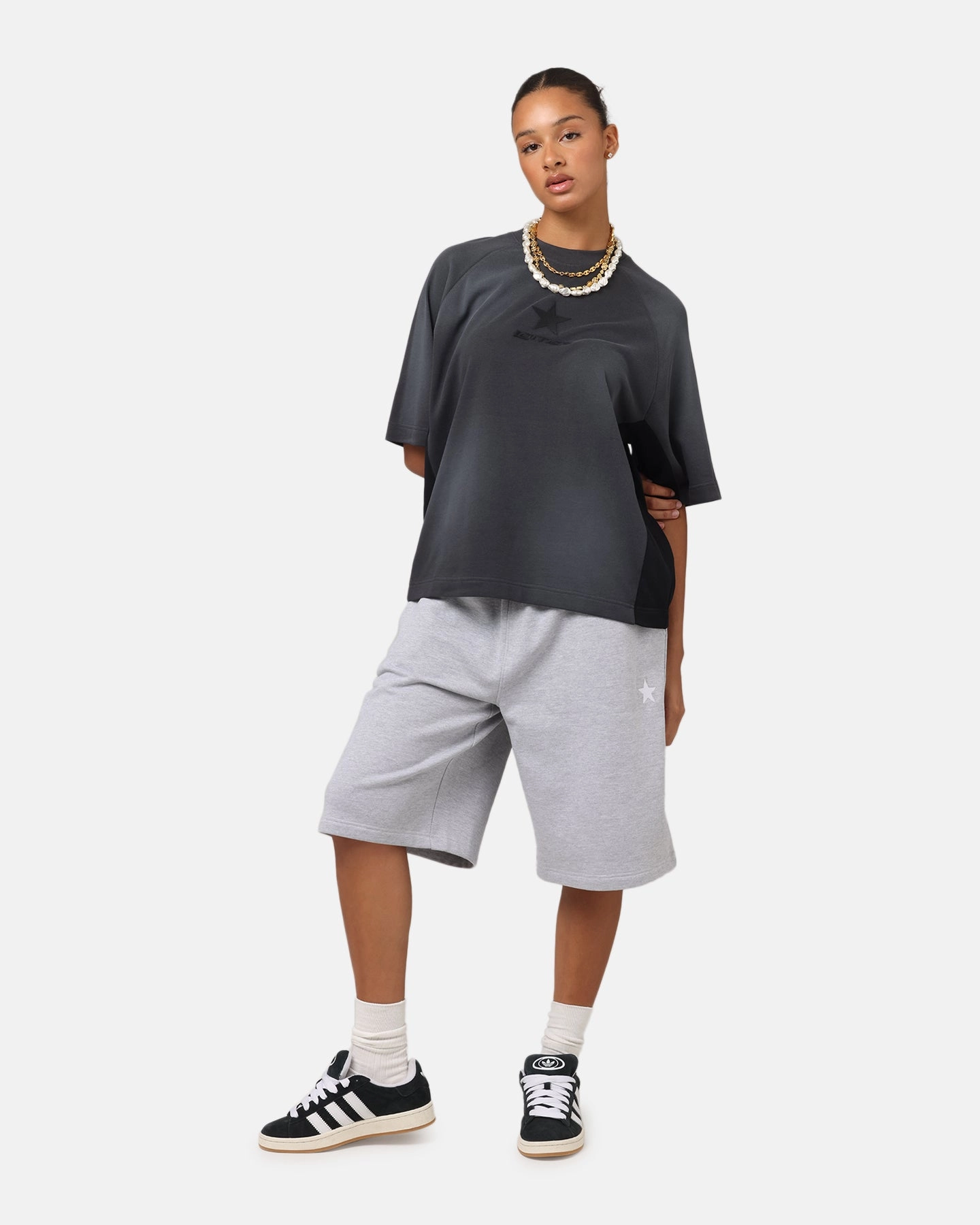 Comfy Vibes Relaxed Comfort Loiter Daytona Panel T-Shirt Washed Black