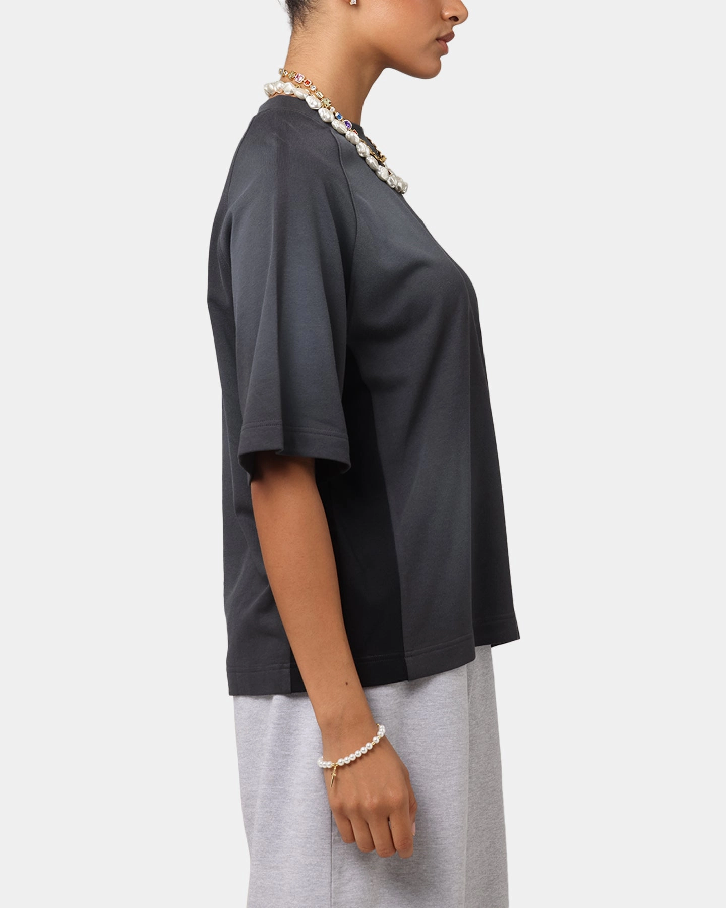 Simple Wear Loiter Daytona Panel T-Shirt Washed Black